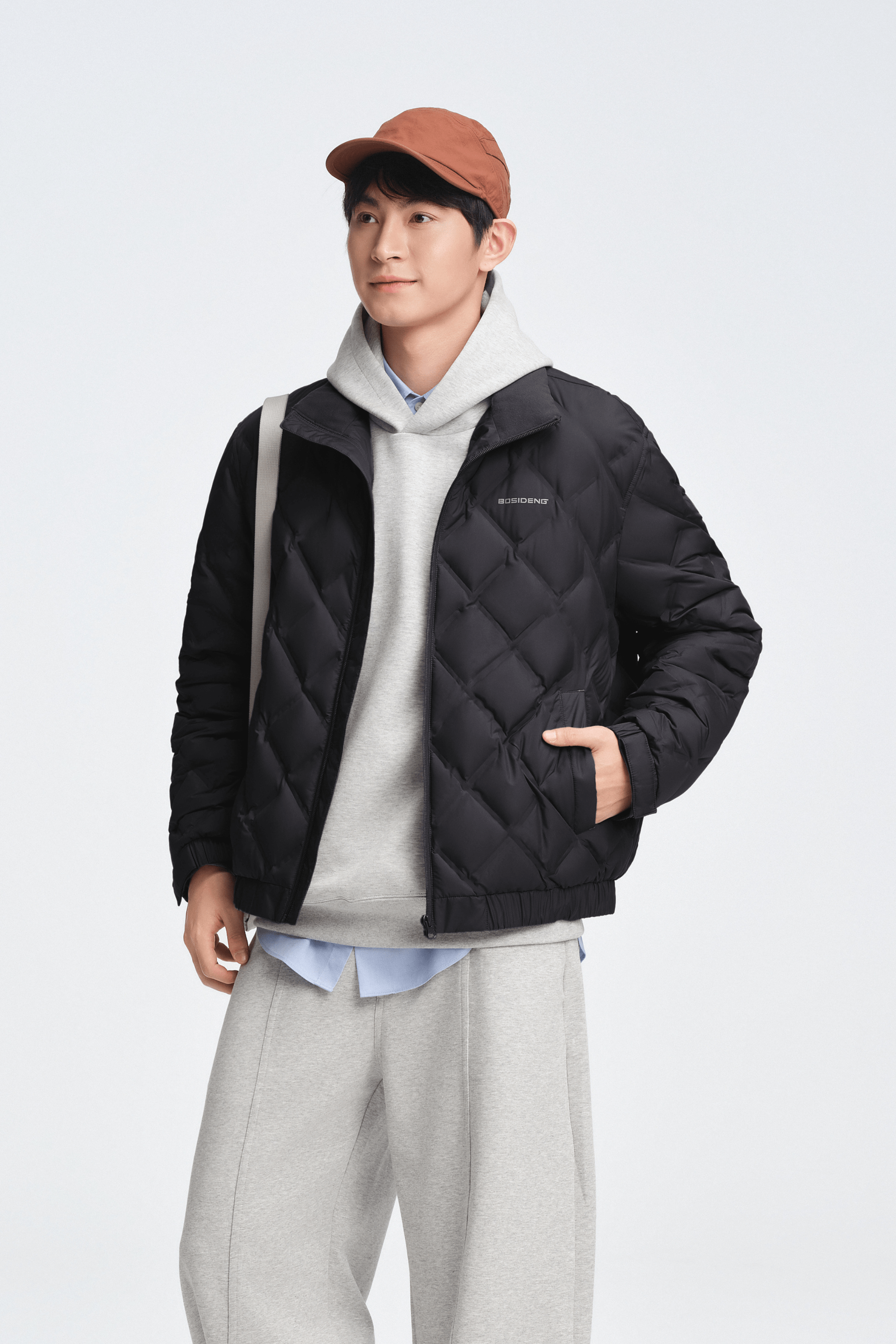 BOSIDENG 2025 Men's Standing Collar Lightweight Down Jacket Jacket Basalt / XS