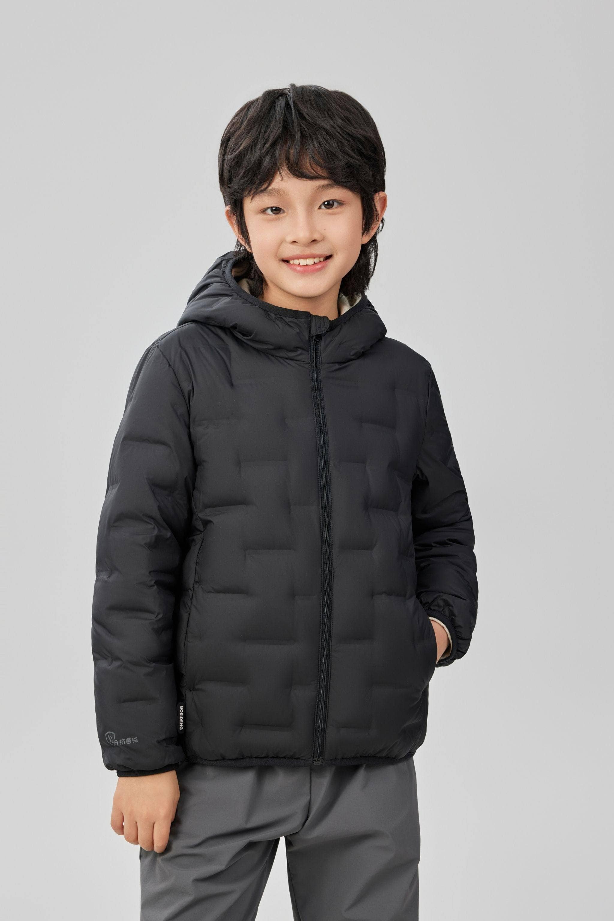 BOSIDENG 2025 Kid's Versatile Layering Down Jacket With Hood 5040 Jacket Black / 3-4YR