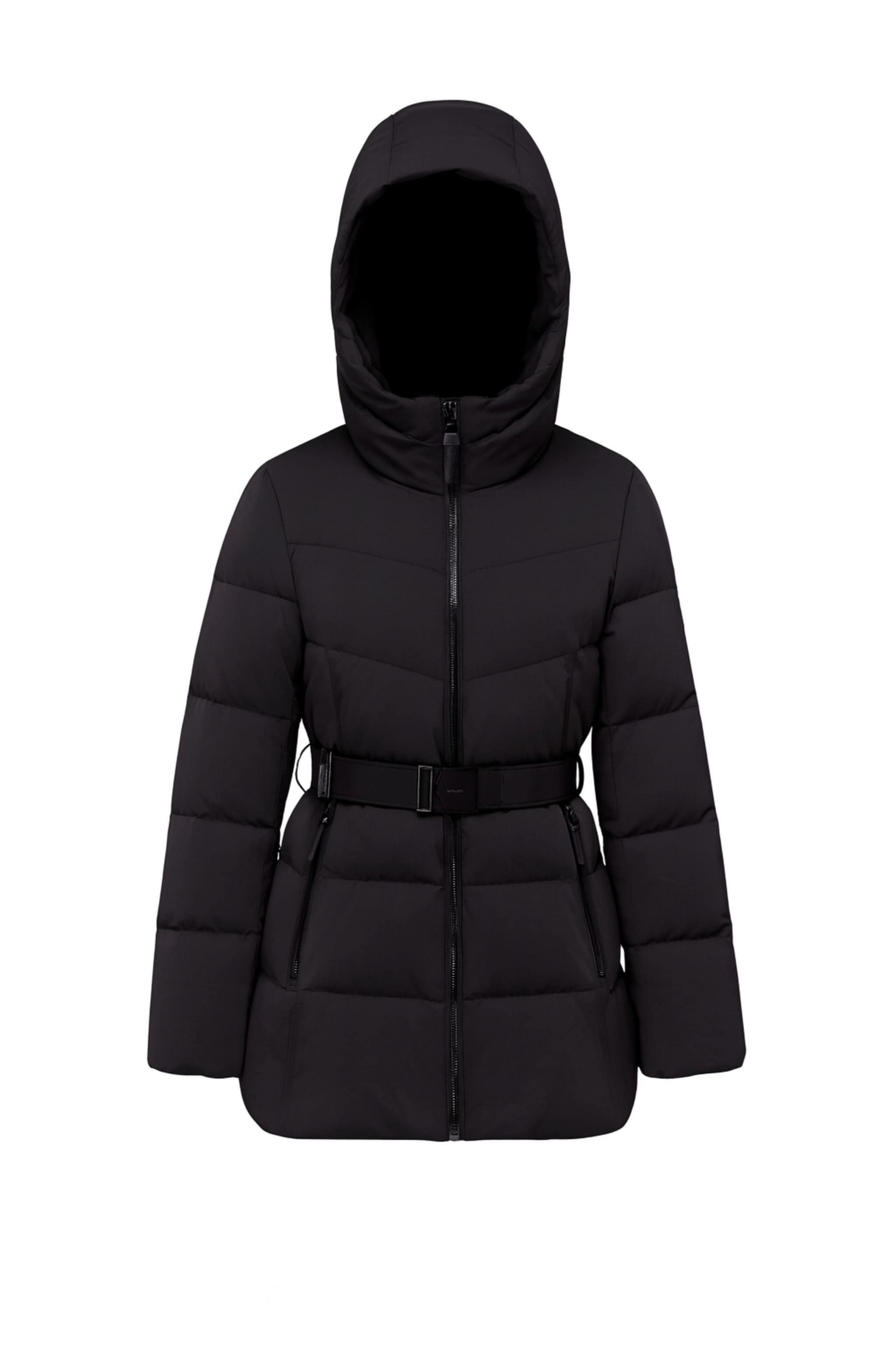 BOSIDENG 2025 Women's Premium Extreme Short Goose Down Jacket With Belt 722 Jacket Black / 4