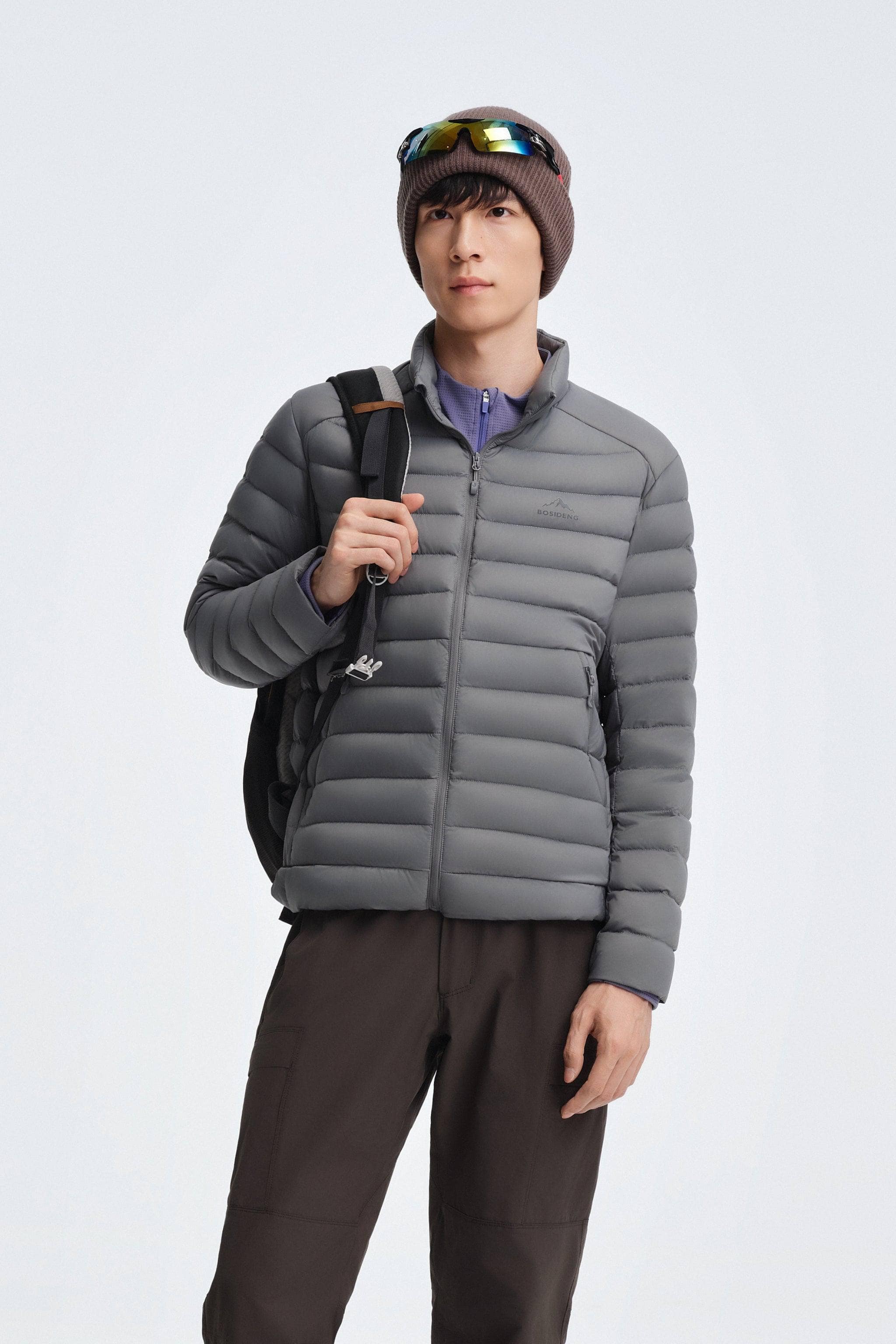 BOSIDENG 2025 Men's Stand Collar Goose Down Jacket 1037 Jackets Crystal Grey / XS