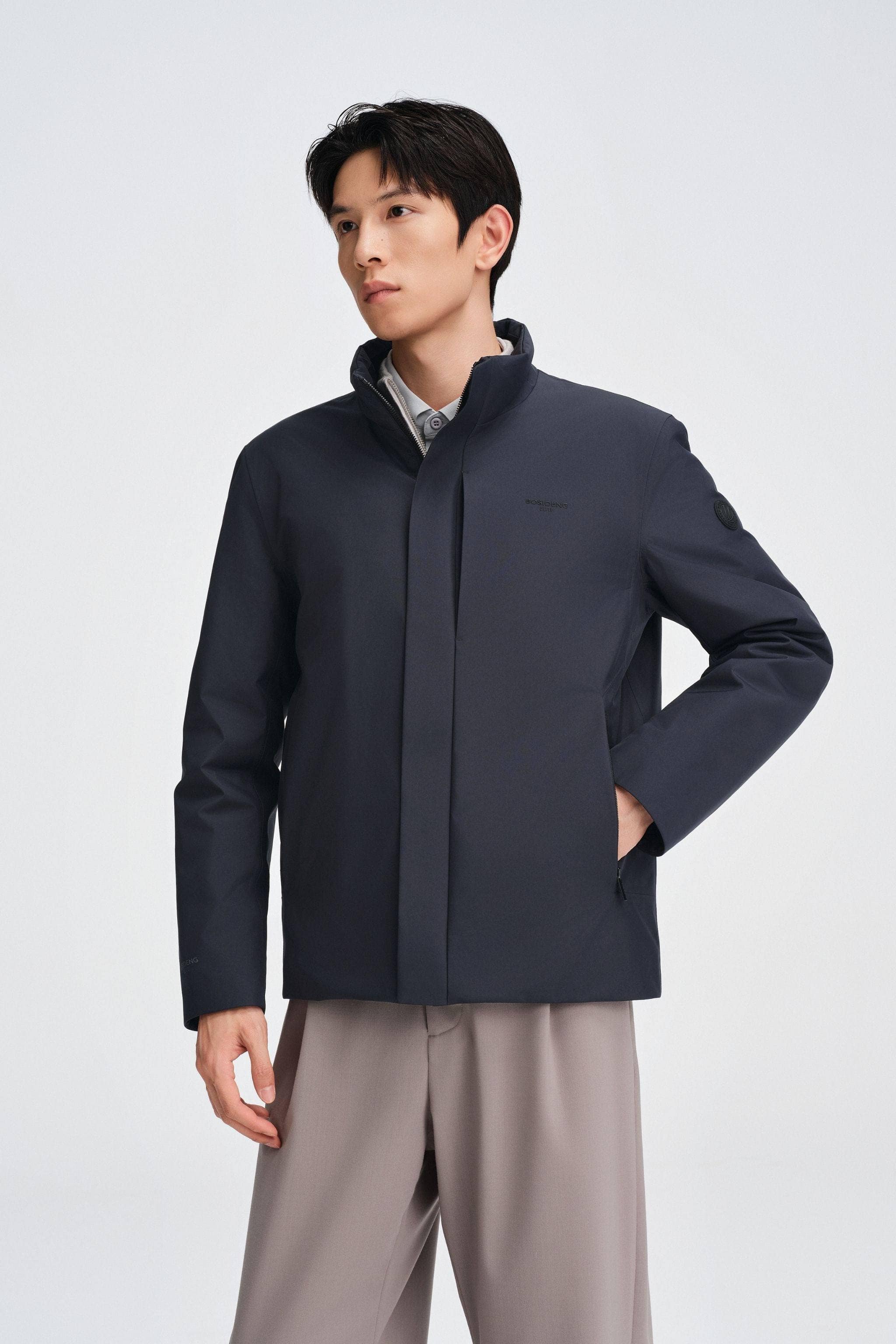 BOSIDENG 2025 Men's Stand Collar Goose Down Business Jacket Dream Blue / 5XL