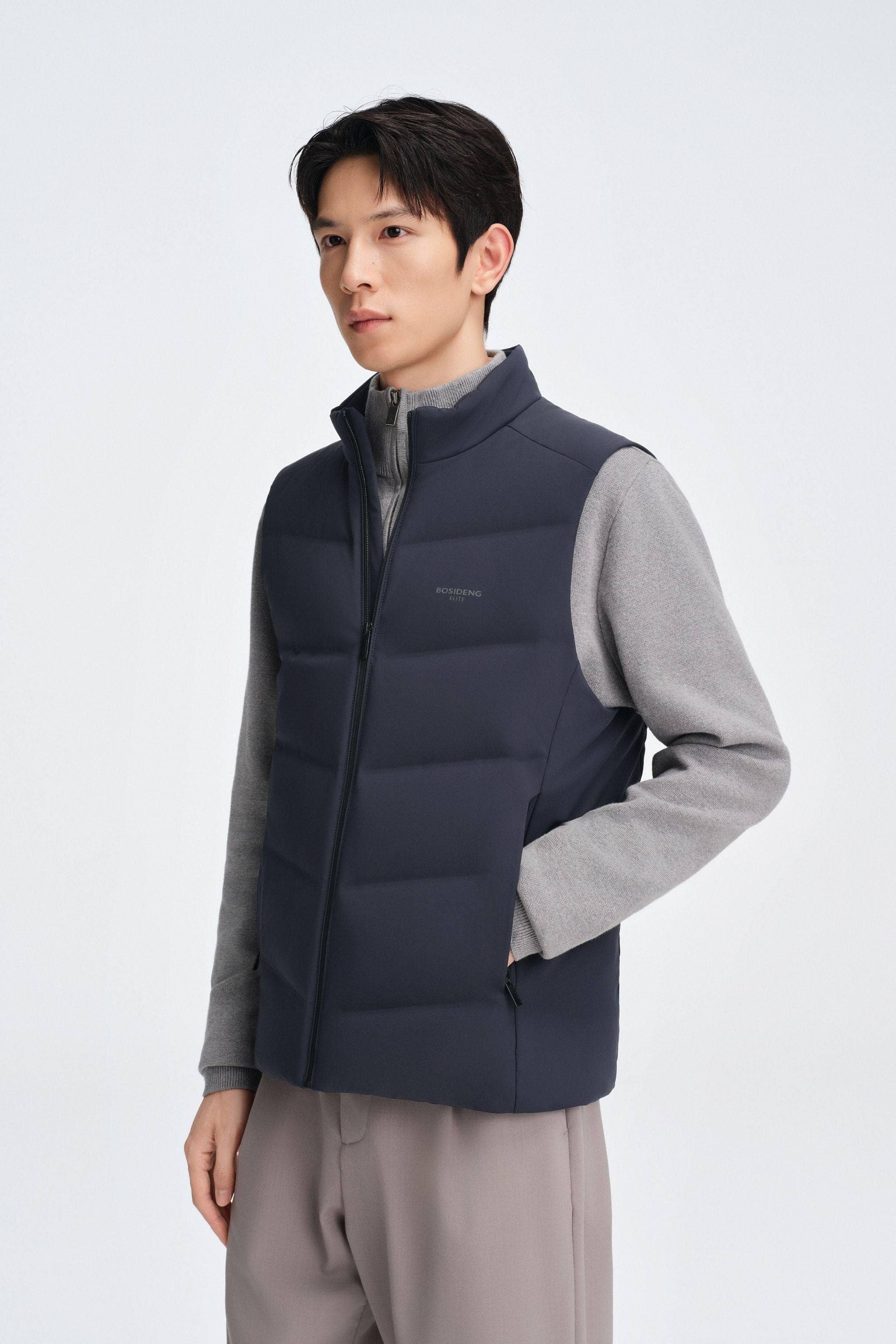 BOSIDENG 2025 Men's Goose Down Business Gilet Dream Blue / XS