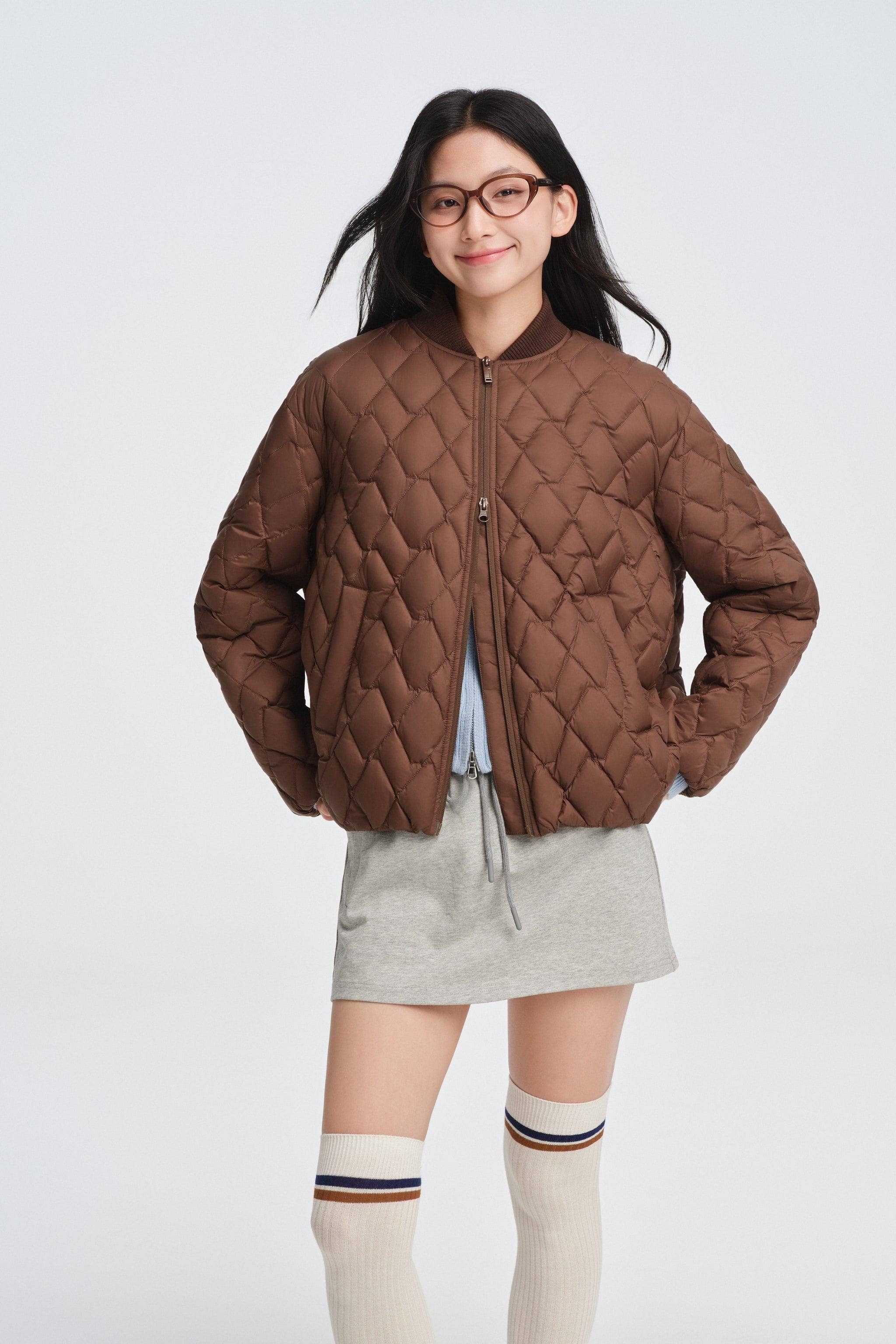 BOSIDENG 2025 Women's Varsity Down Jacket Jacket Gravel Brown / 4