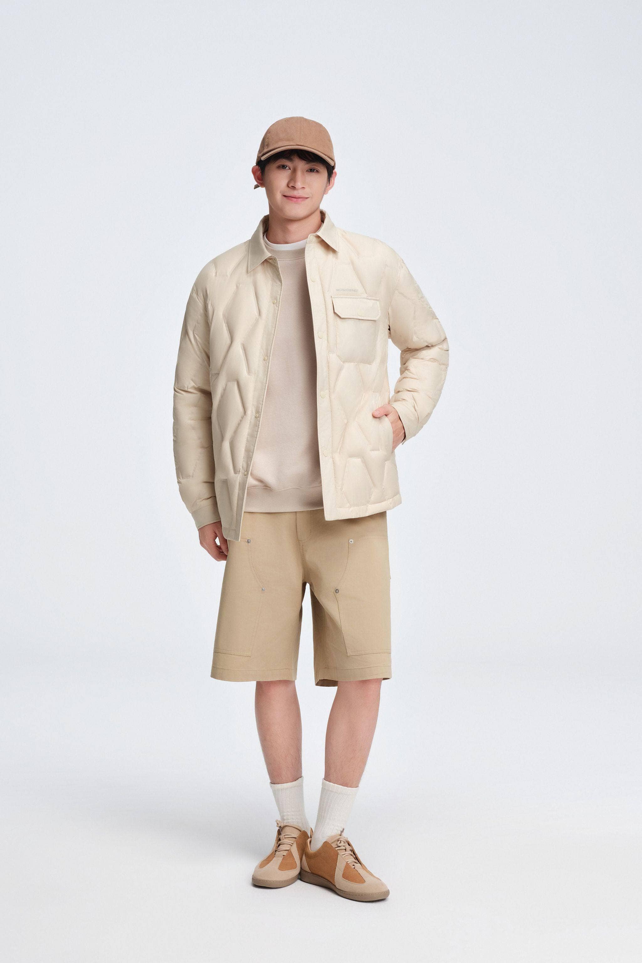 BOSIDENG 2025 Men's Shirt Collar Down Jacket 5319 Jacket Ivory / S