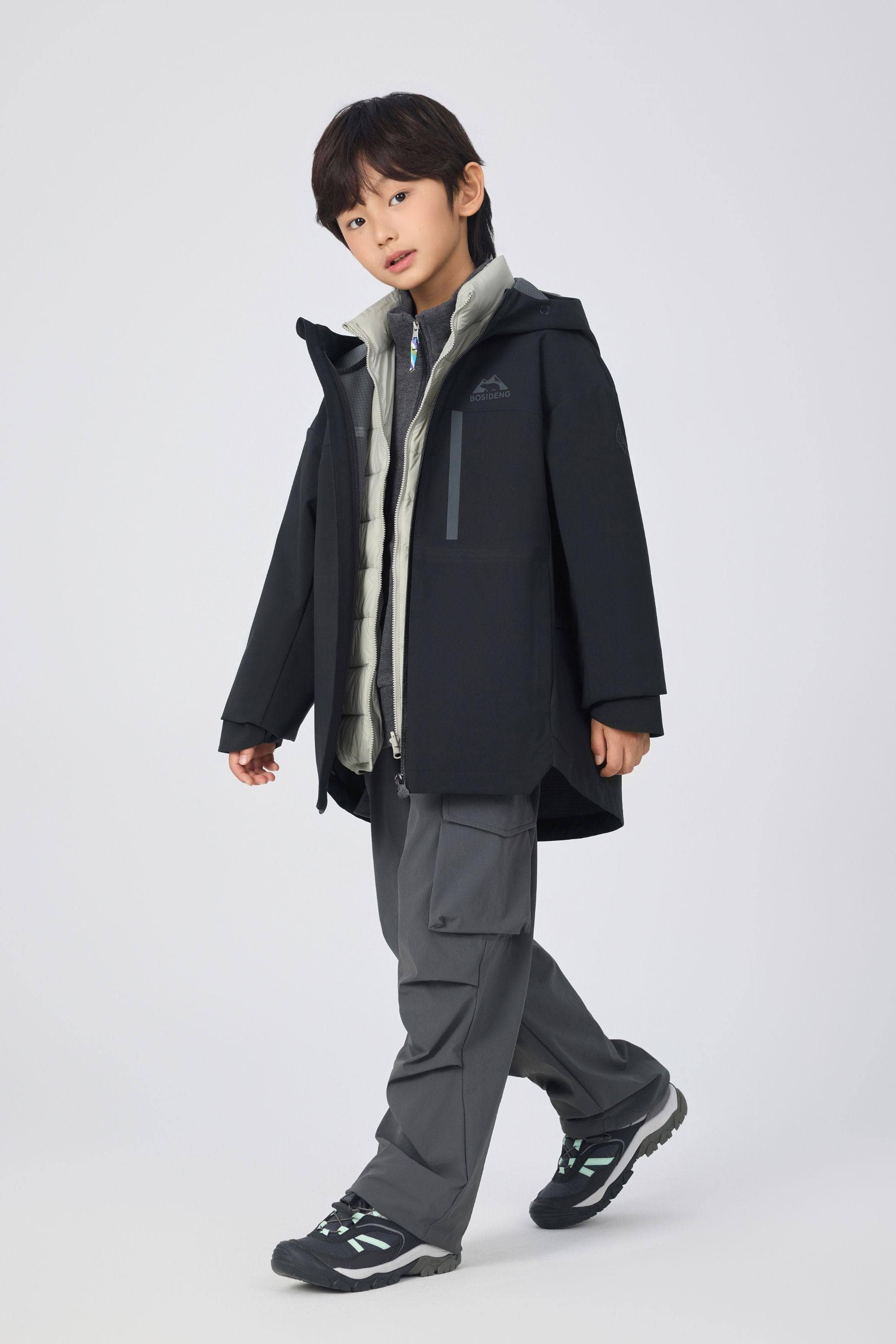 BOSIDENG 2025 Kid's Three In One All Weather Down Jacket With Hood 1350