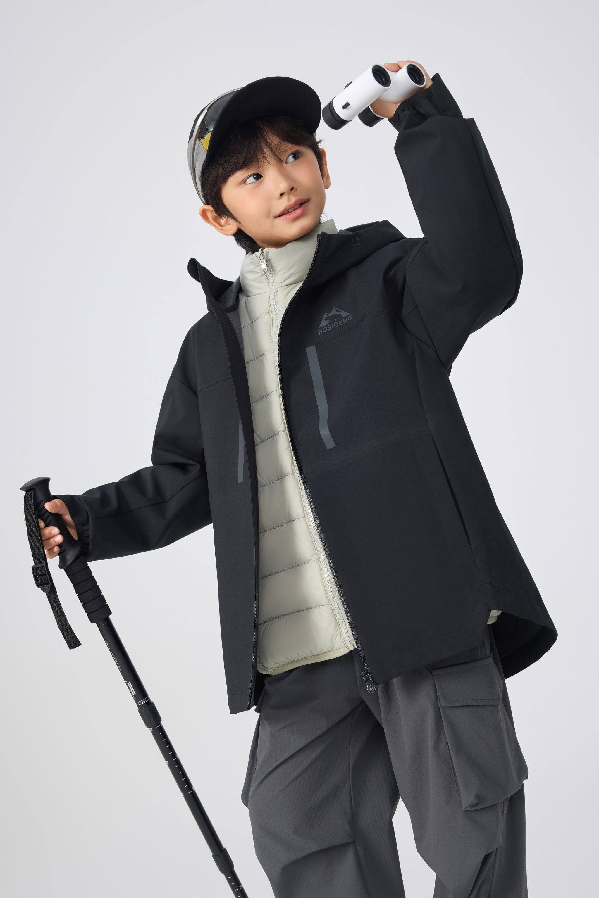 BOSIDENG 2025 Kid's Three In One All Weather Down Jacket With Hood 1350