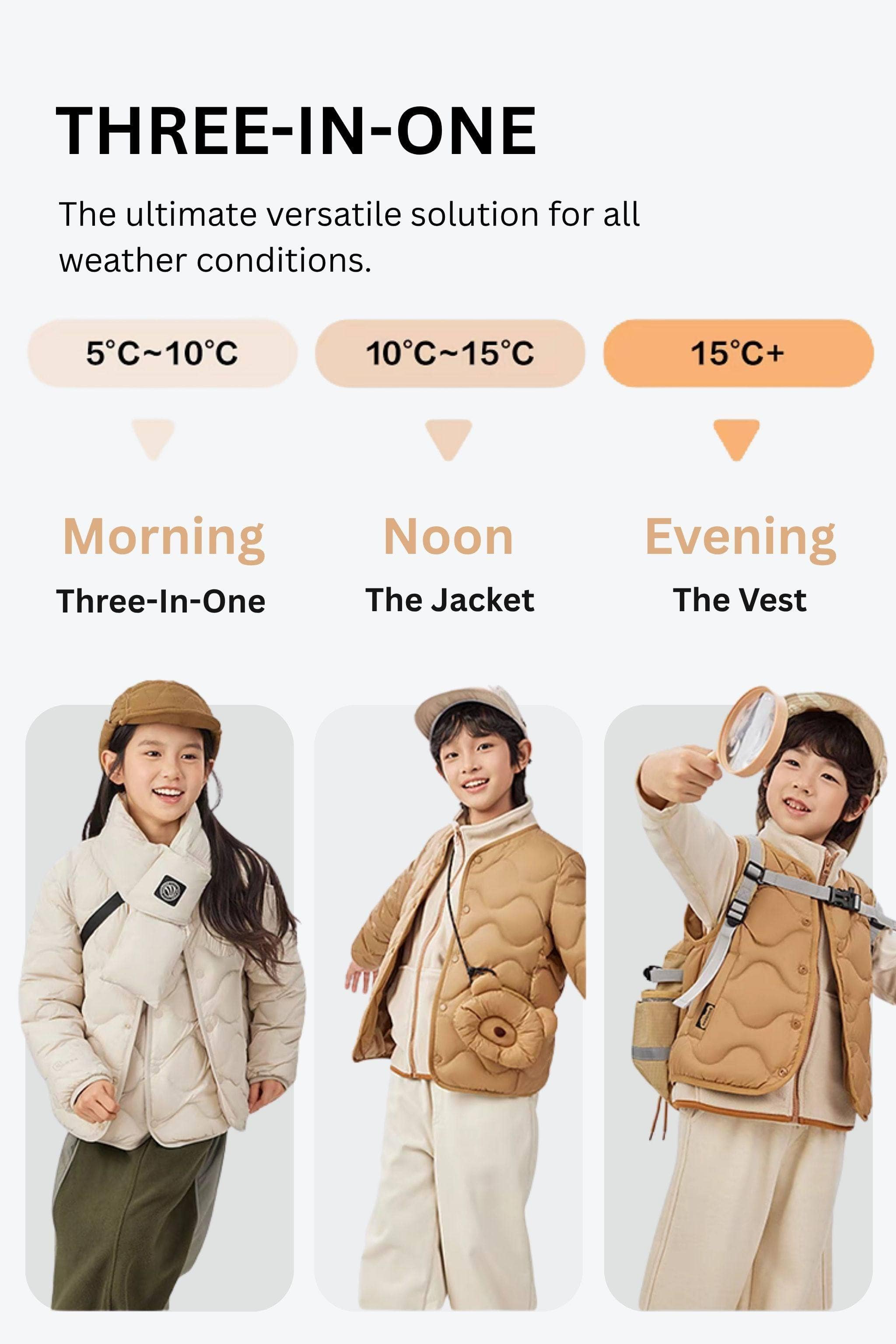 BOSIDENG 2025 Kid's Versatile Layering Down Jacket With Hood 5040 Jacket