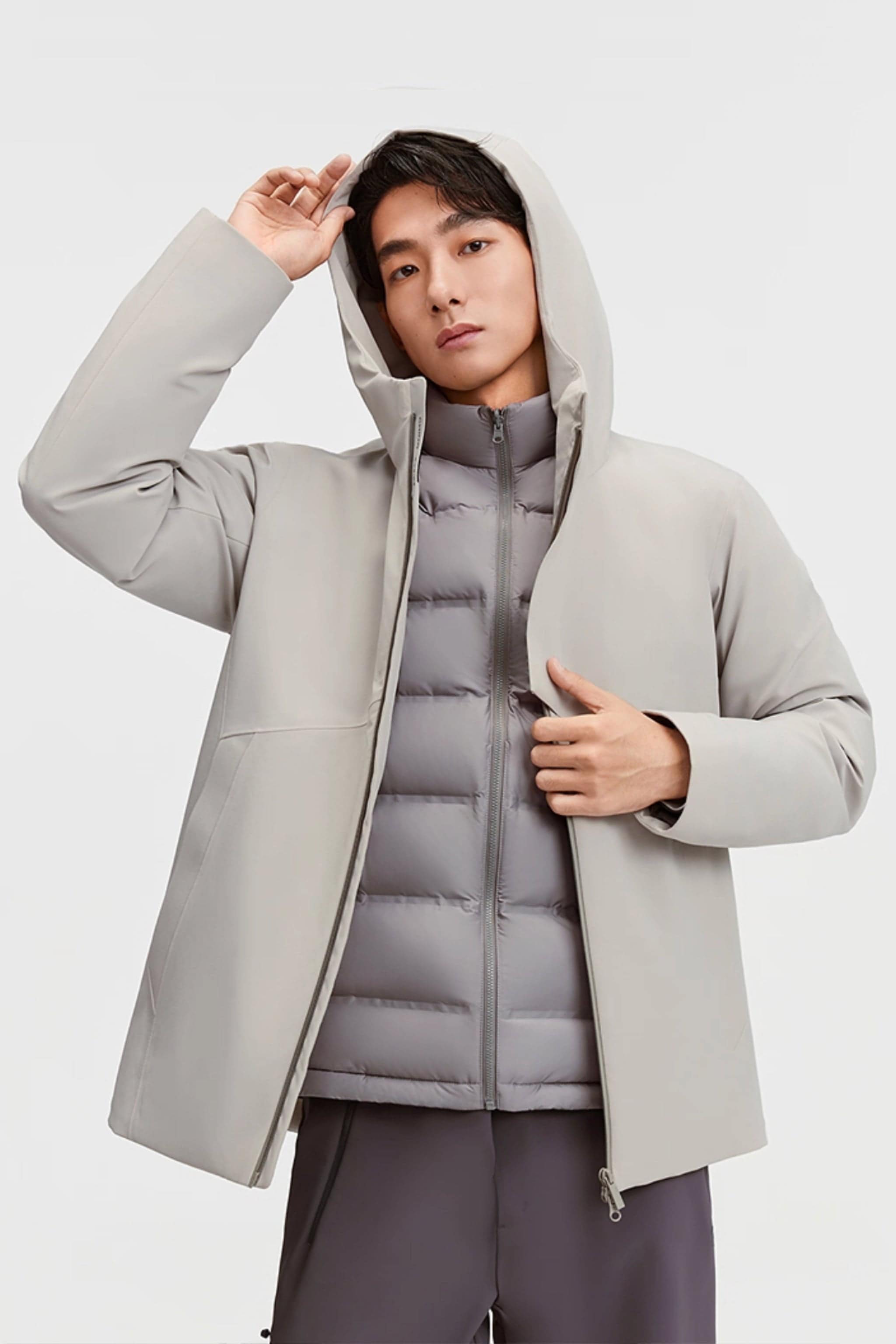 Men's Hooded 3 in 1 Goose Down Jacket 215 — versatile three-in-one jacket transitions seamlessly from city commutes — view 11; water-resistant, windproof