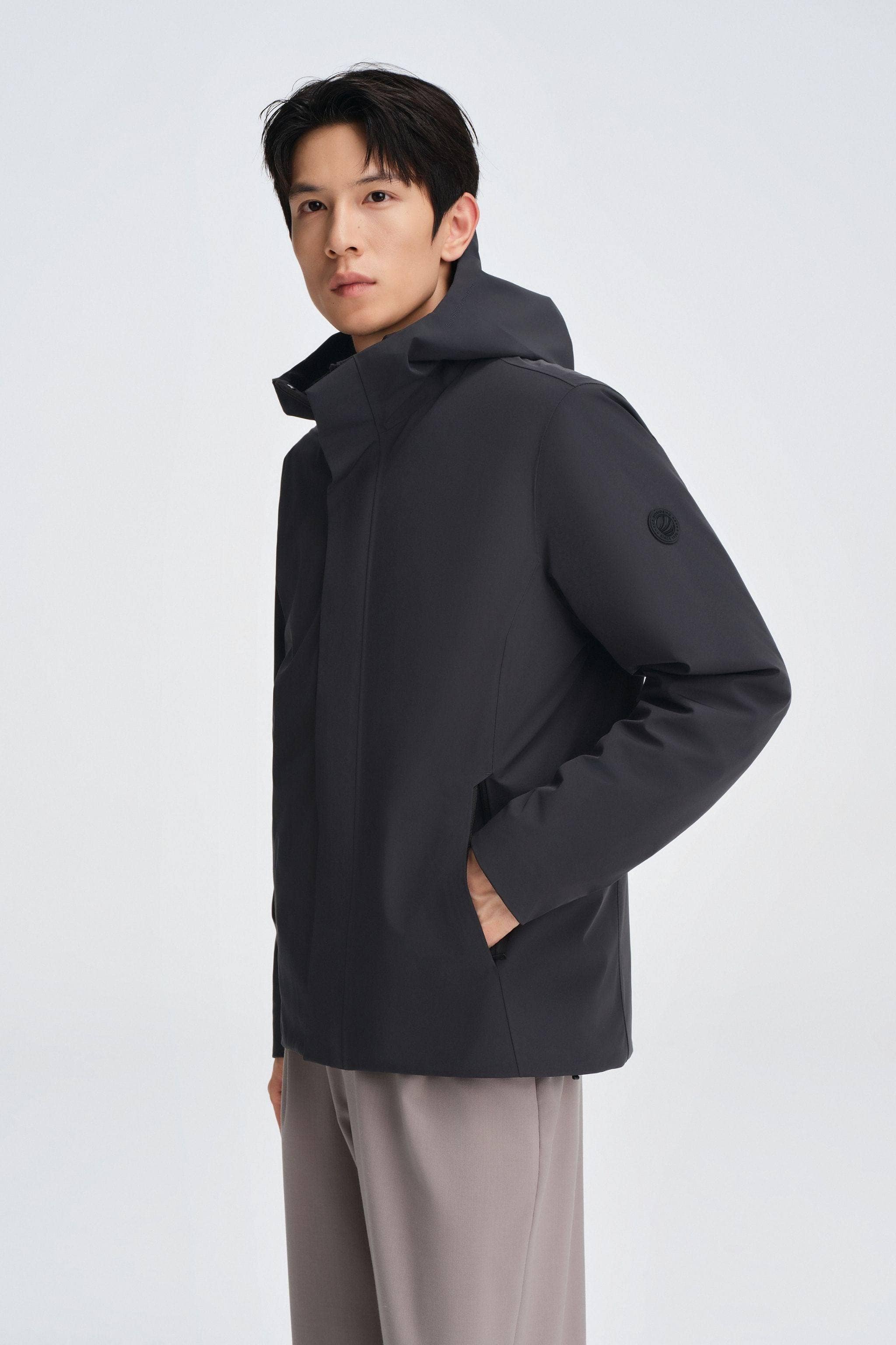 BOSIDENG 2025 Men's Short Length Goose Down Business Jacket With Detachable Hood