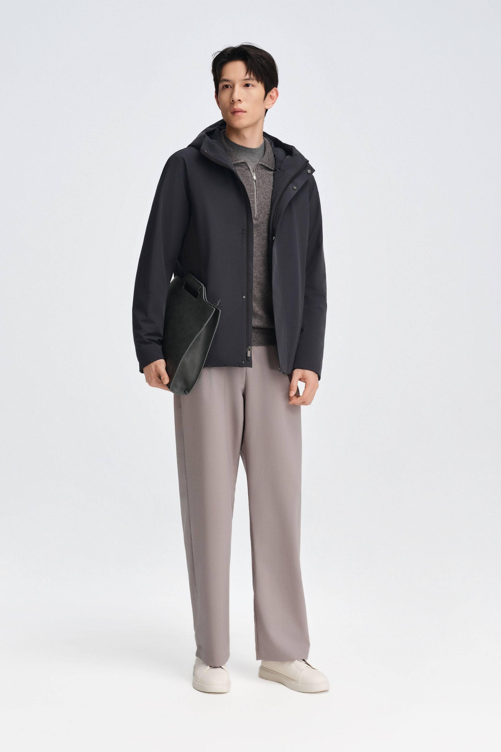 BOSIDENG 2025 Men's Short Length Goose Down Business Jacket With Detachable Hood