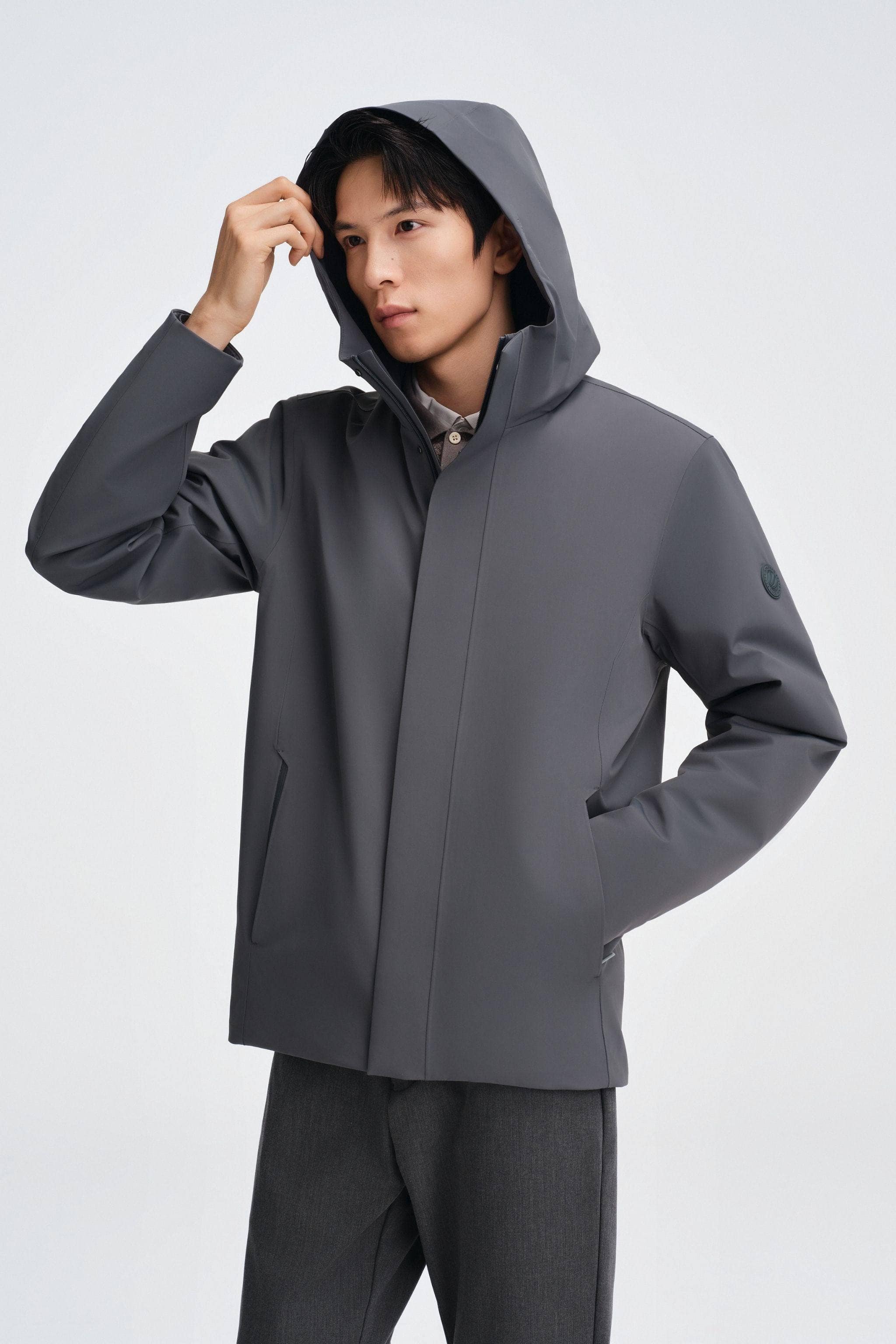 BOSIDENG 2025 Men's Short Length Goose Down Business Jacket With Detachable Hood