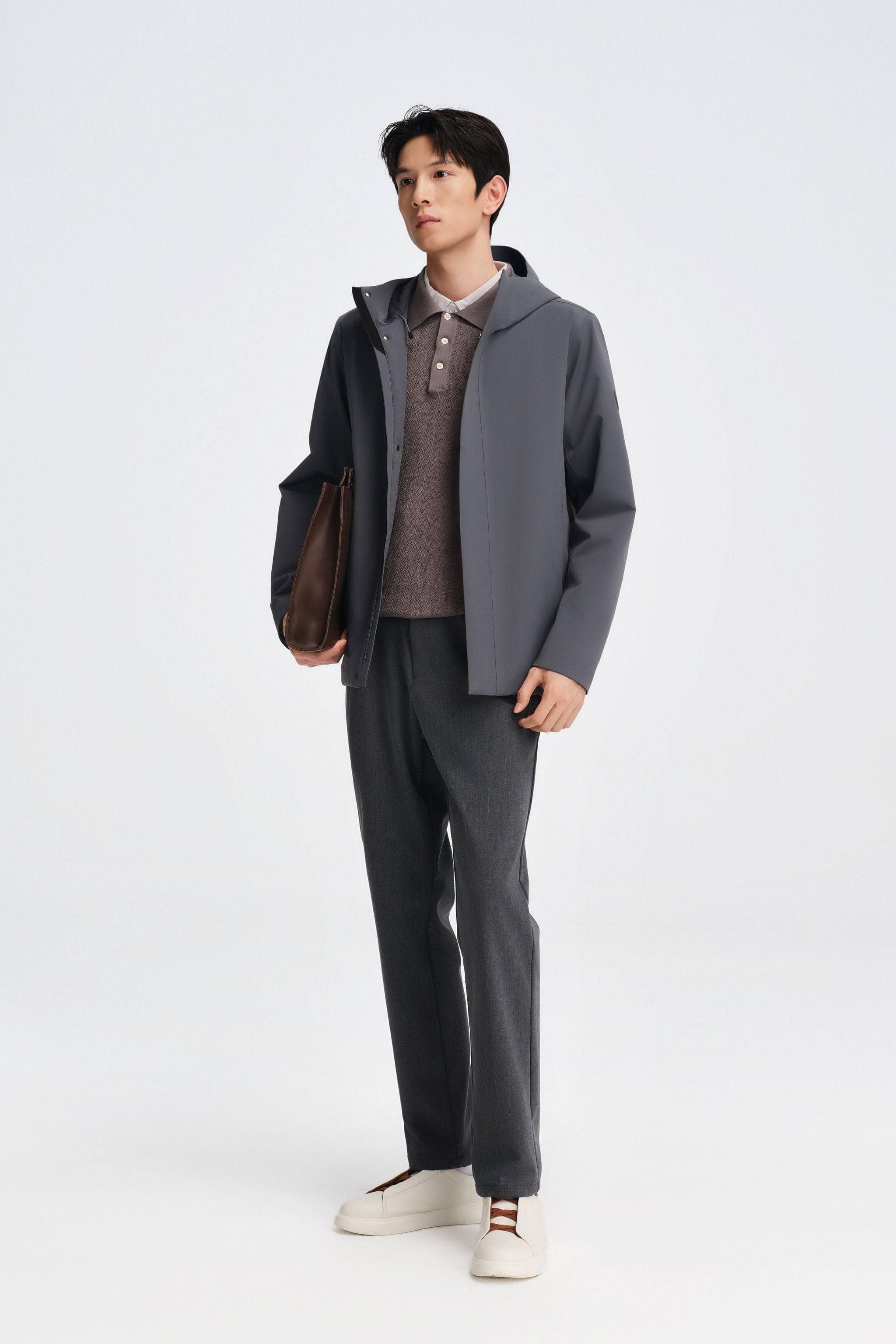 BOSIDENG 2025 Men's Short Length Goose Down Business Jacket With Detachable Hood