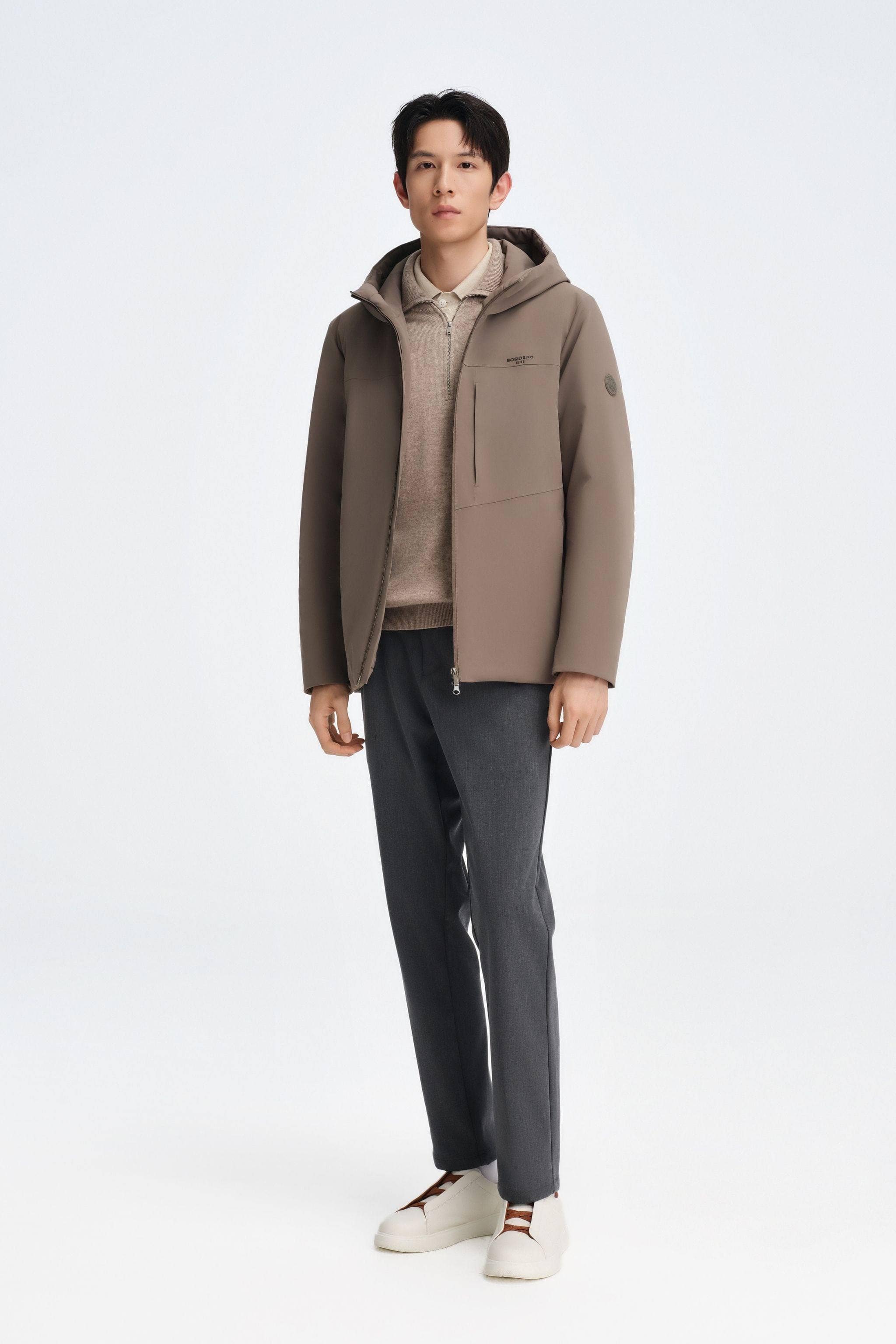 BOSIDENG 2025 Men's Short Length Goose Down Business Jacket With Hood