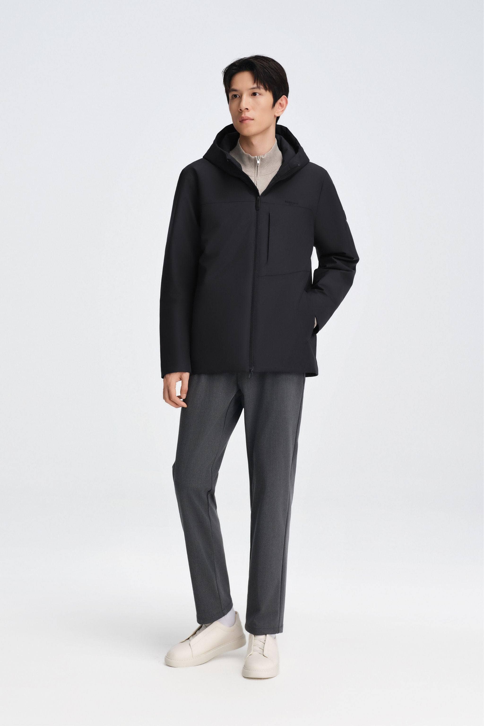 BOSIDENG 2025 Men's Short Length Goose Down Business Jacket With Hood
