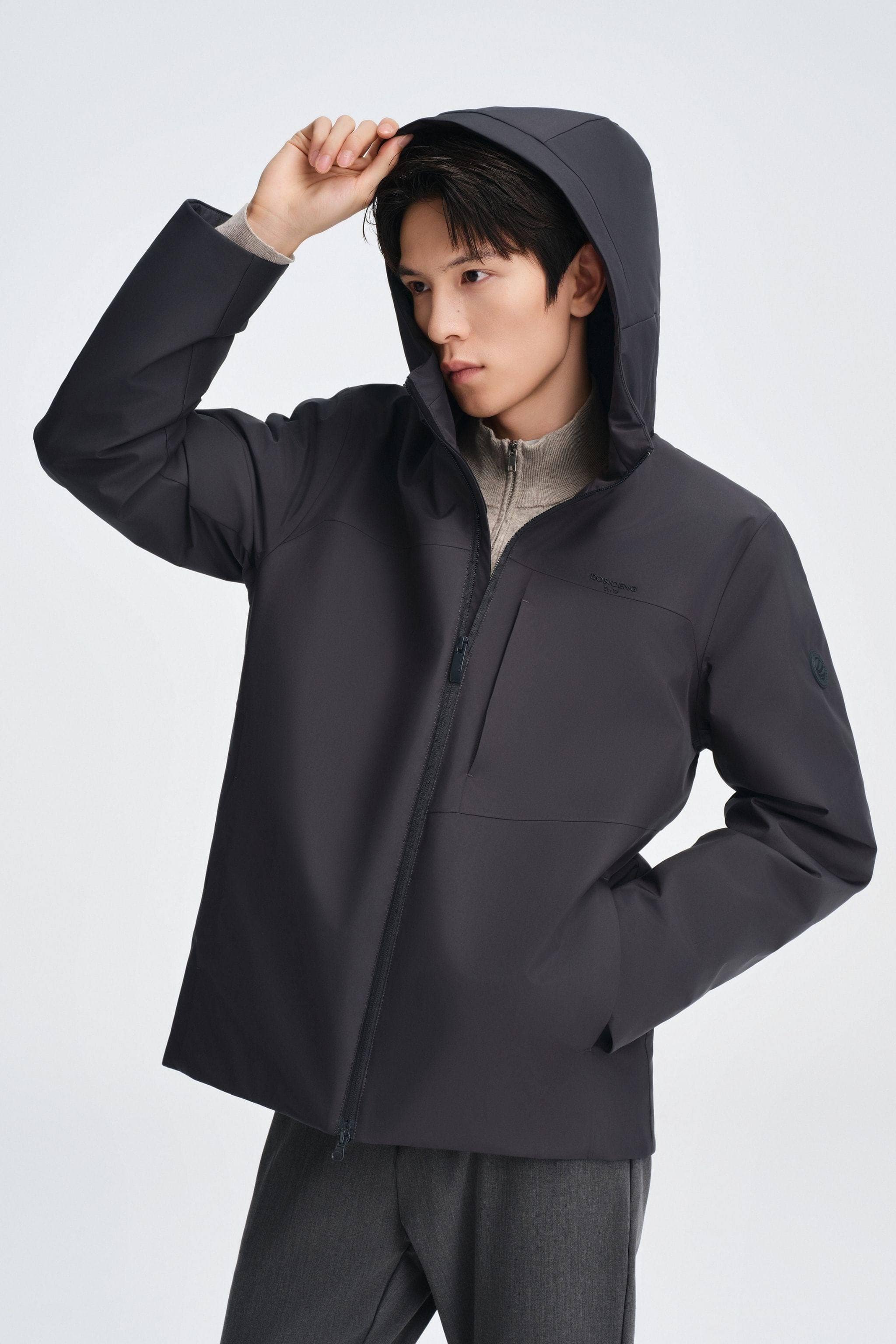 BOSIDENG 2025 Men's Short Length Goose Down Business Jacket With Hood