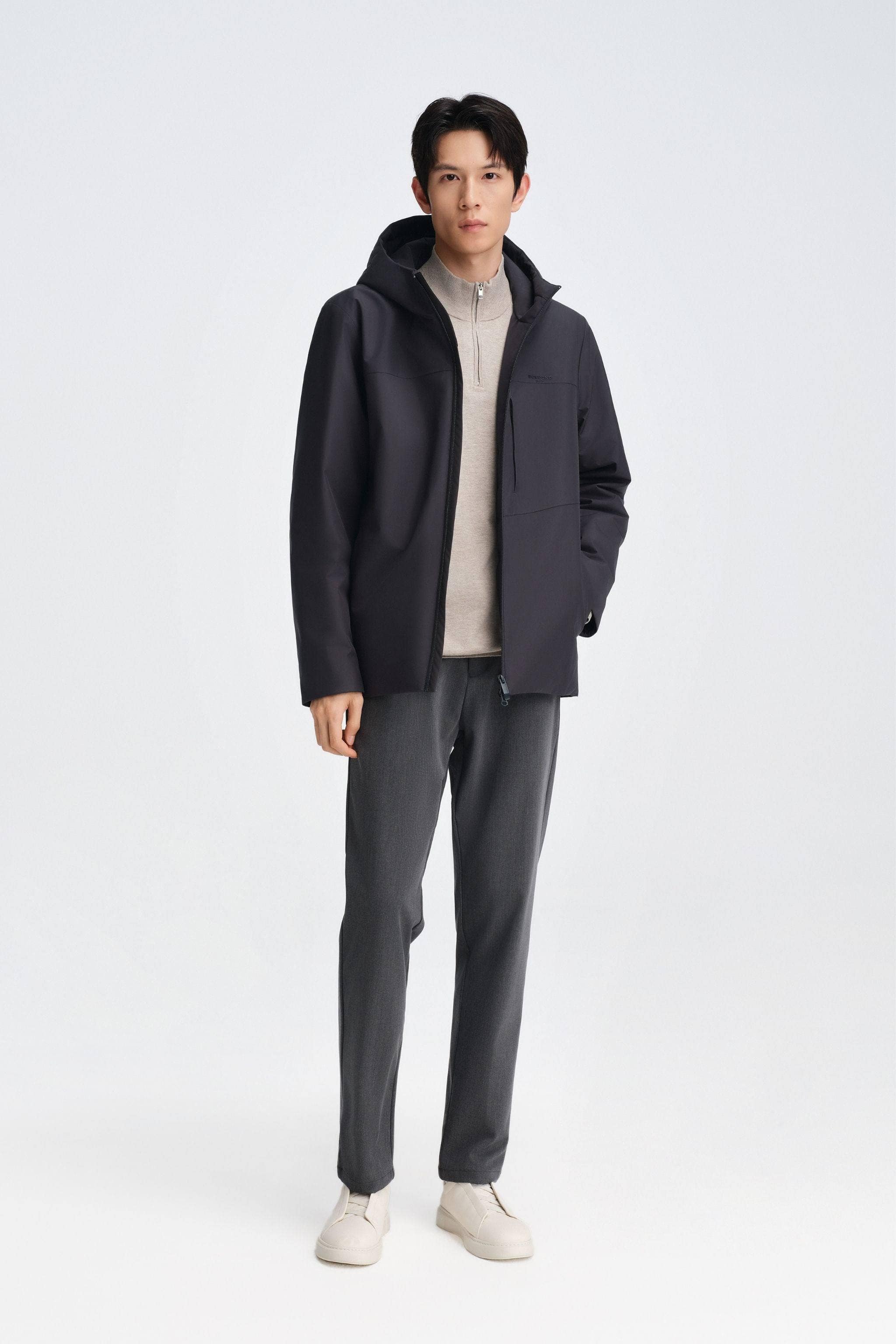 BOSIDENG 2025 Men's Short Length Goose Down Business Jacket With Hood
