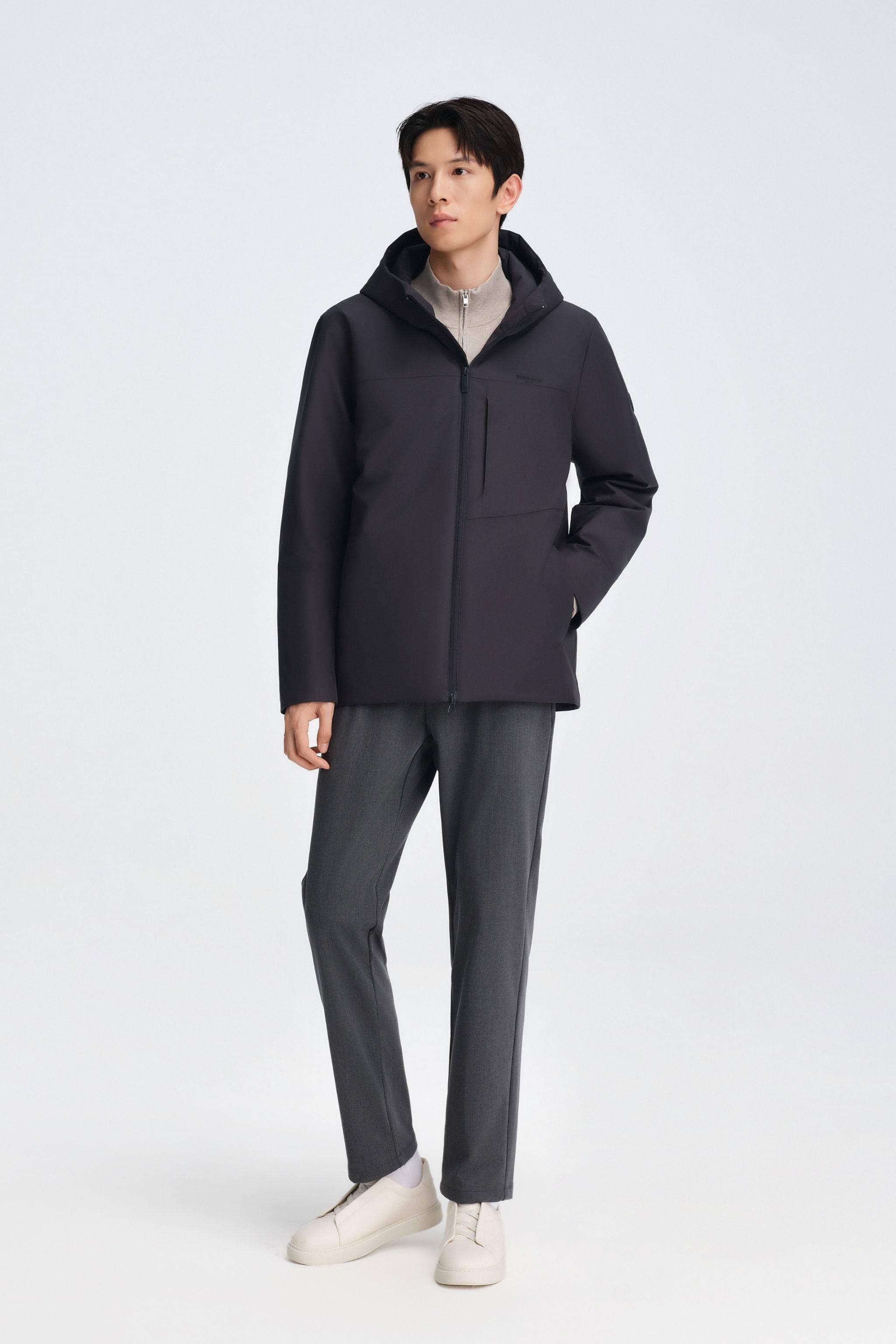 BOSIDENG 2025 Men's Short Length Goose Down Business Jacket With Hood