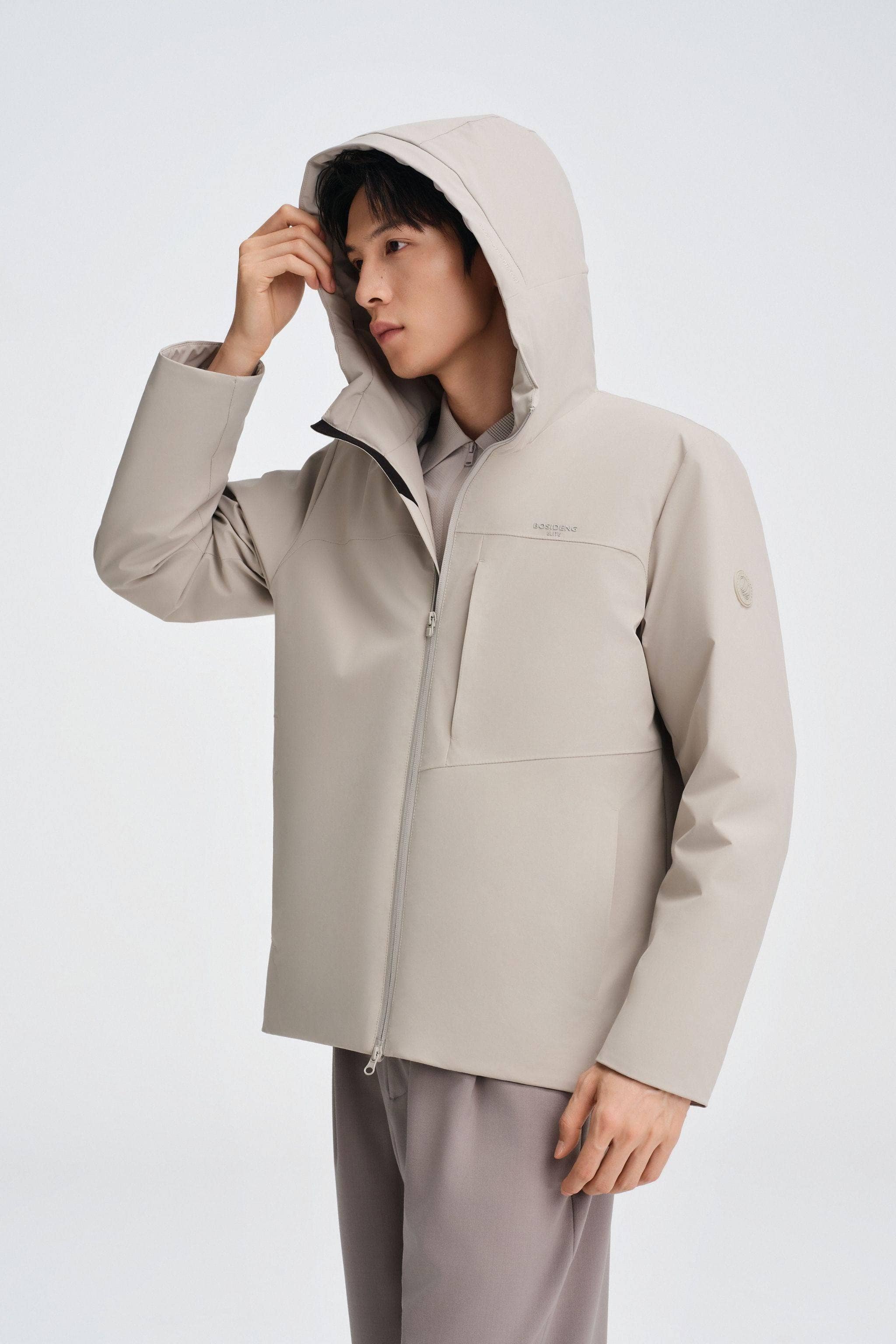 BOSIDENG 2025 Men's Short Length Goose Down Business Jacket With Hood
