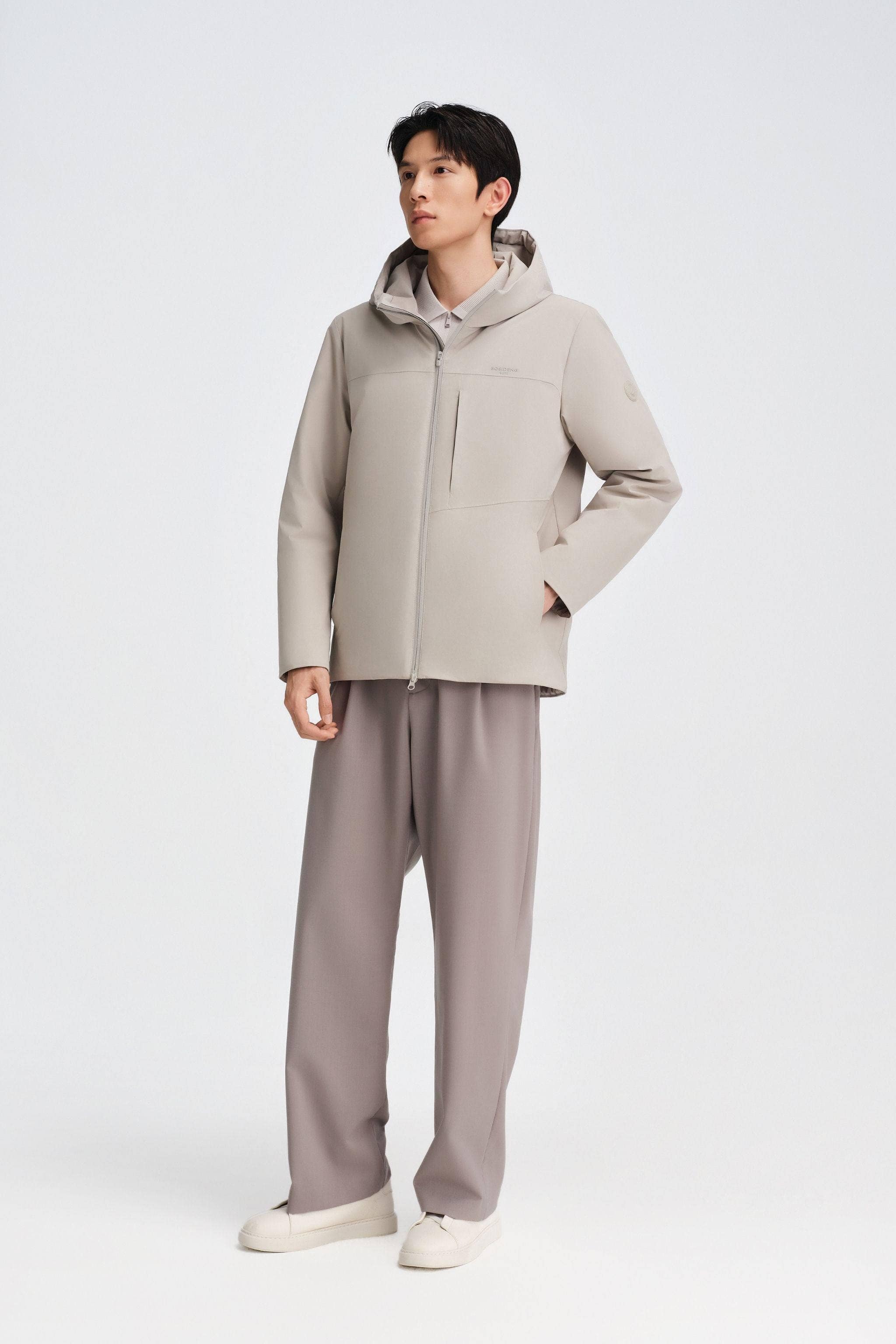 BOSIDENG 2025 Men's Short Length Goose Down Business Jacket With Hood