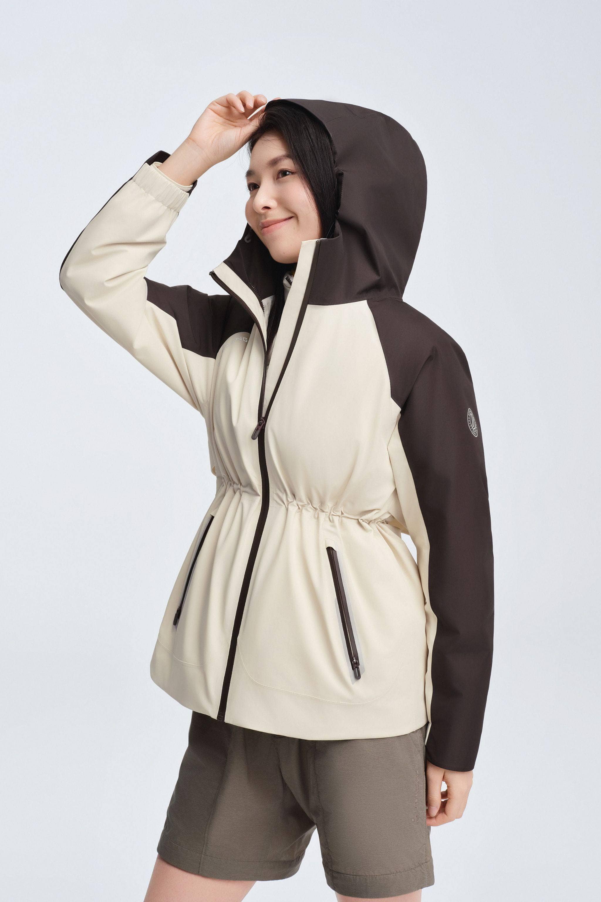 BOSIDENG 2025 Women's All Weather Goose Down Jacket 1302 Jacket Off-White / Dark Brown / 4