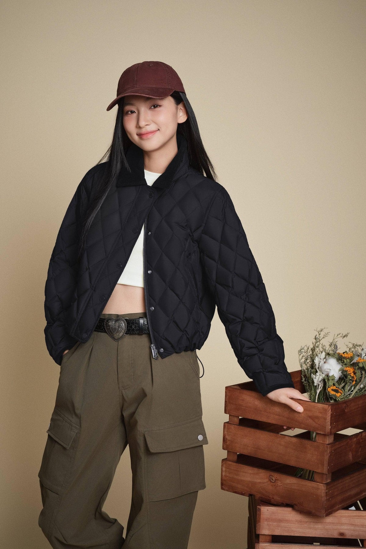 Women's Cropped Quilted Barn Down Jacket