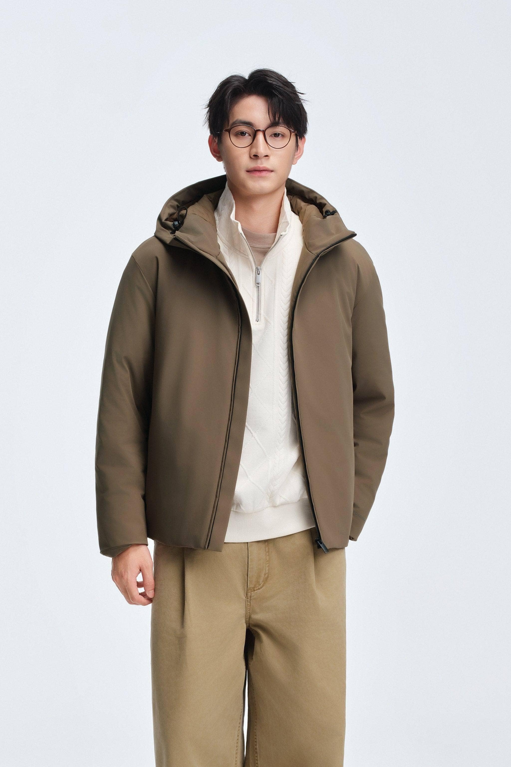 BOSIDENG 2025 Men's Refined Hooded Down Jacket Sandstone Coffee / S