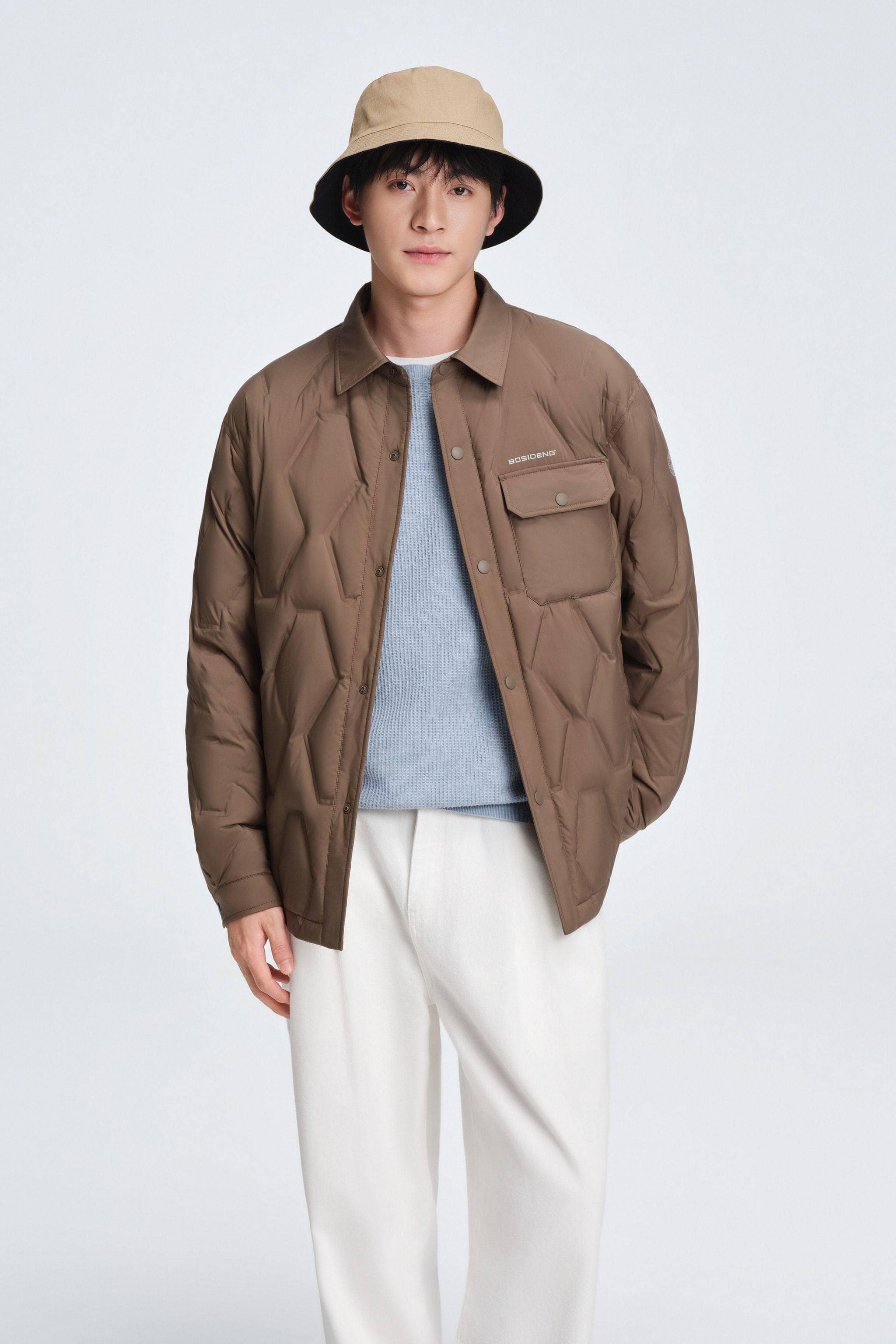 BOSIDENG 2025 Men's Shirt Collar Down Jacket 5319 Jacket Sandstone Coffee / S
