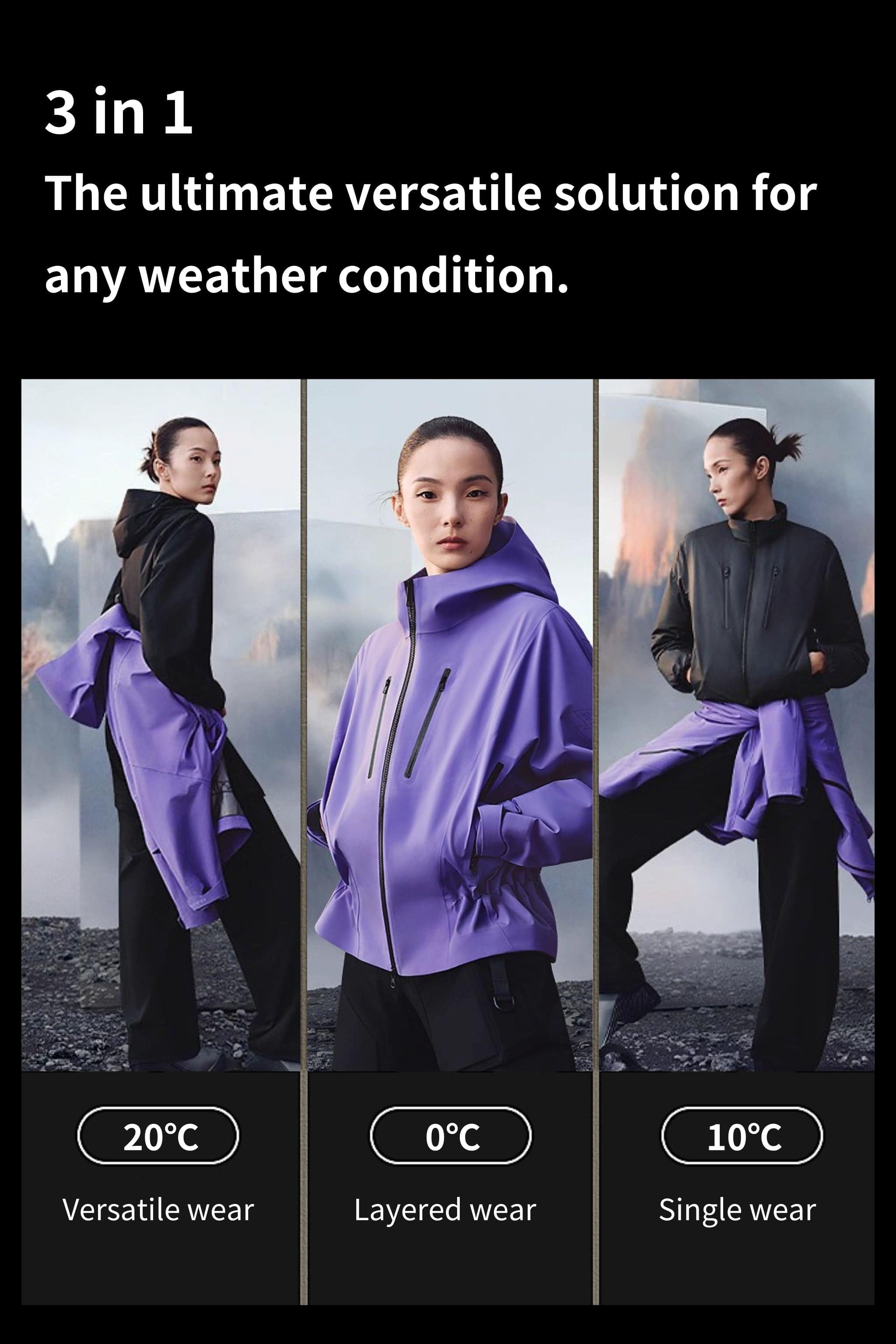 BOSIDENG 2025 Vertex Women's 3 in 1 Goose Down Jacket 114 Jacket