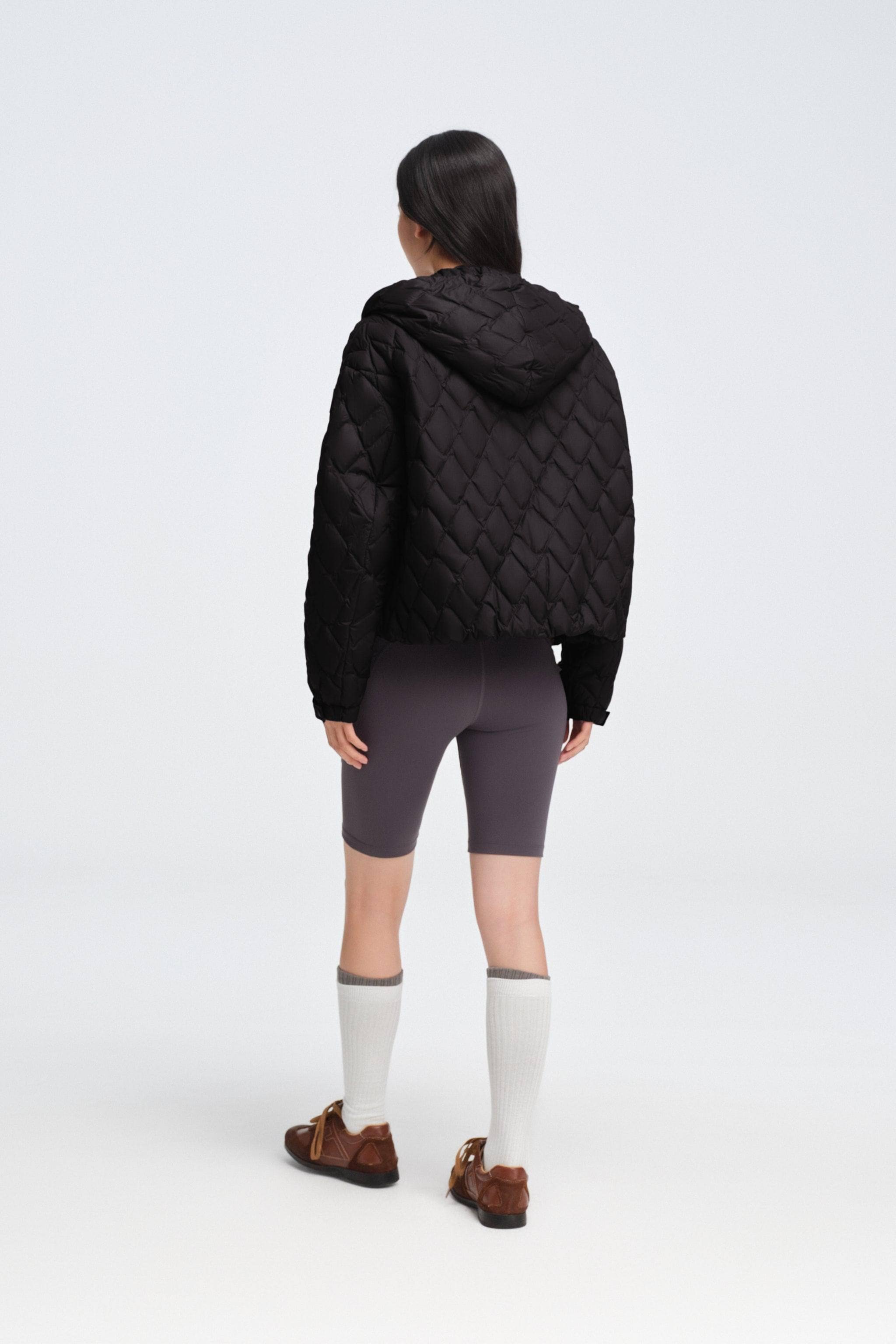 Women's Artist Quilting Down Jacket With Hood — hooded jacket features houndstooth-inspired quilting — view 14