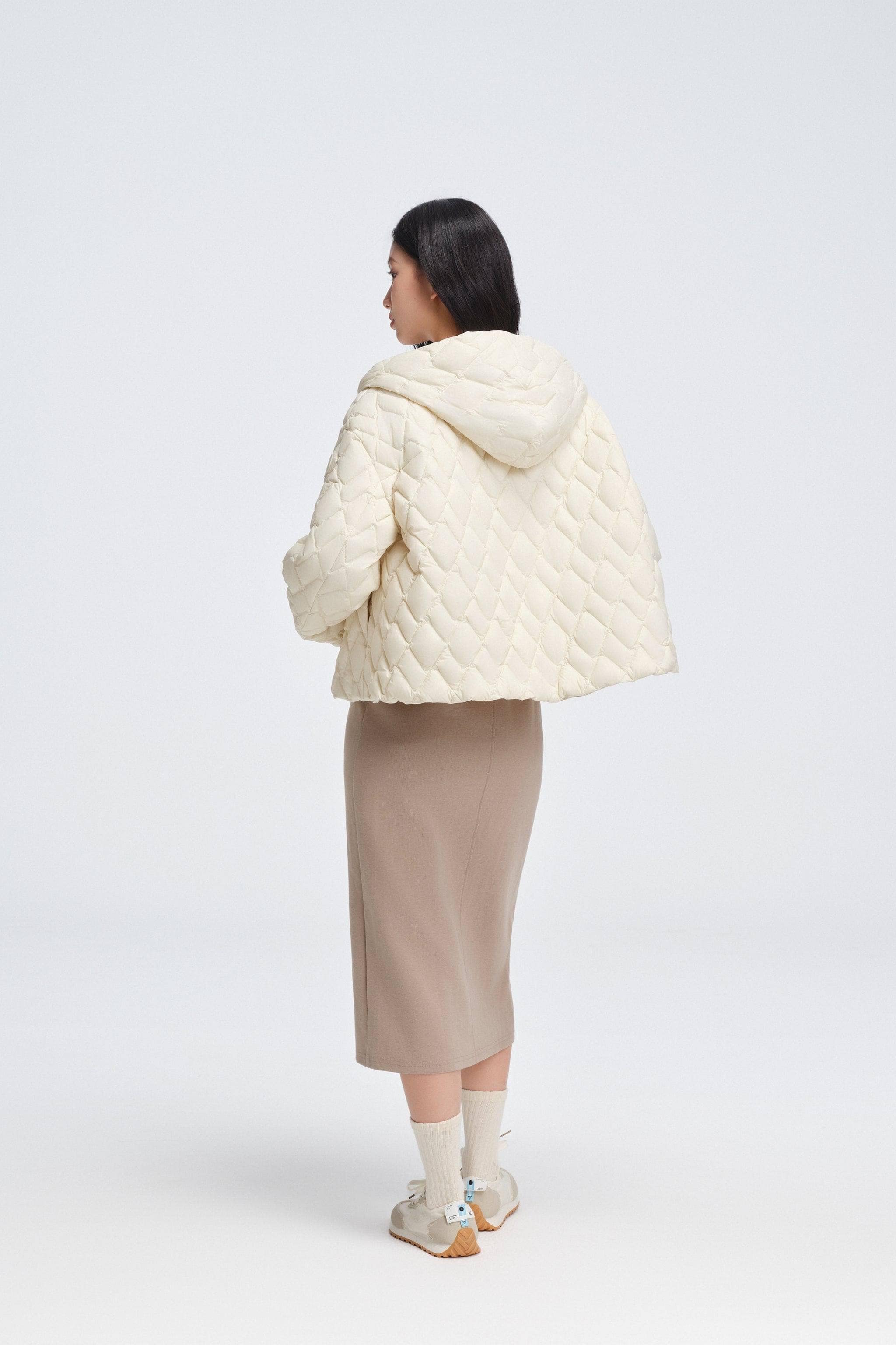 BOSIDENG 2025 Women's Artist Quilting Down Jacket With Hood