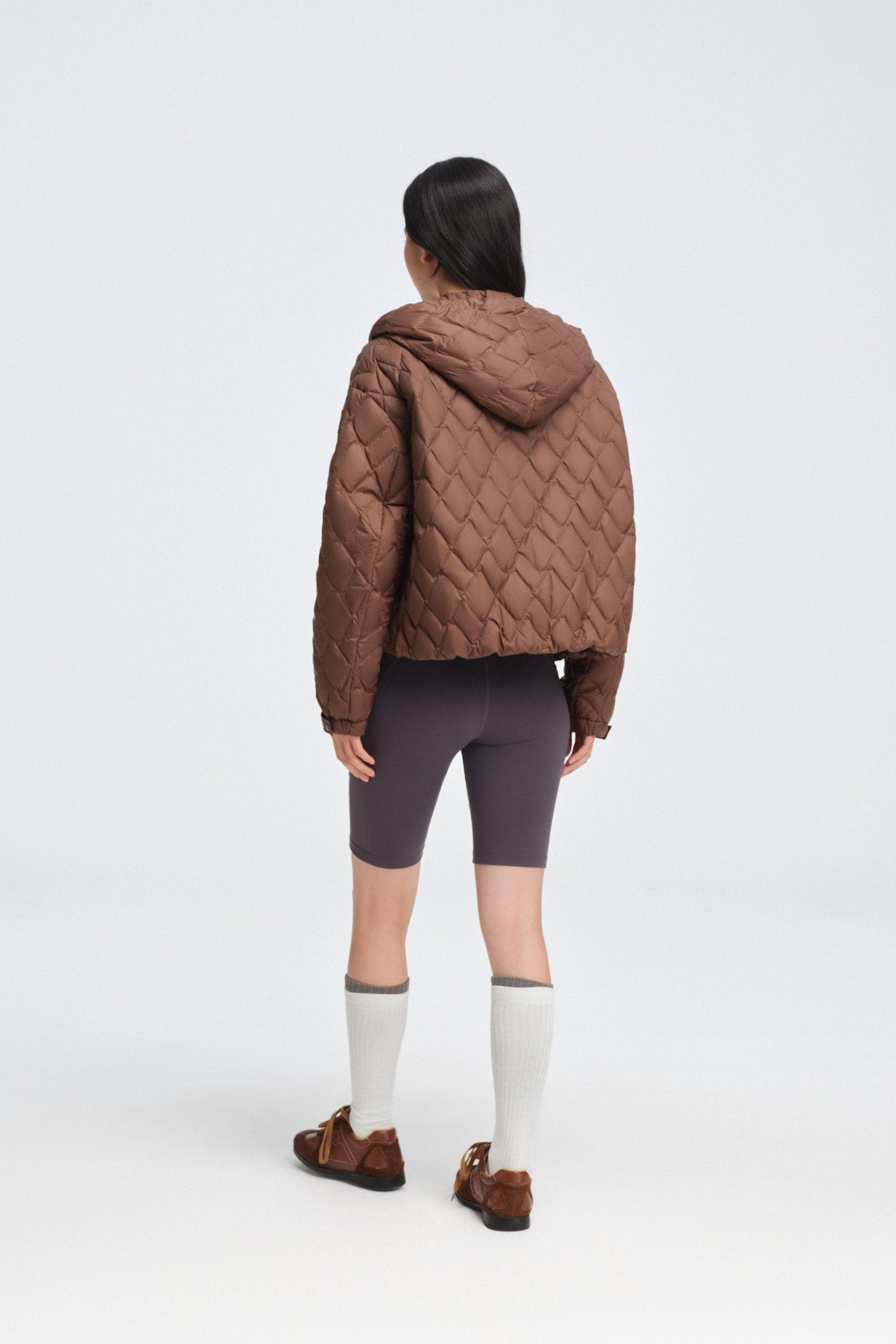 Women's Artist Quilting Down Jacket With Hood — hooded jacket features houndstooth-inspired quilting — view 20