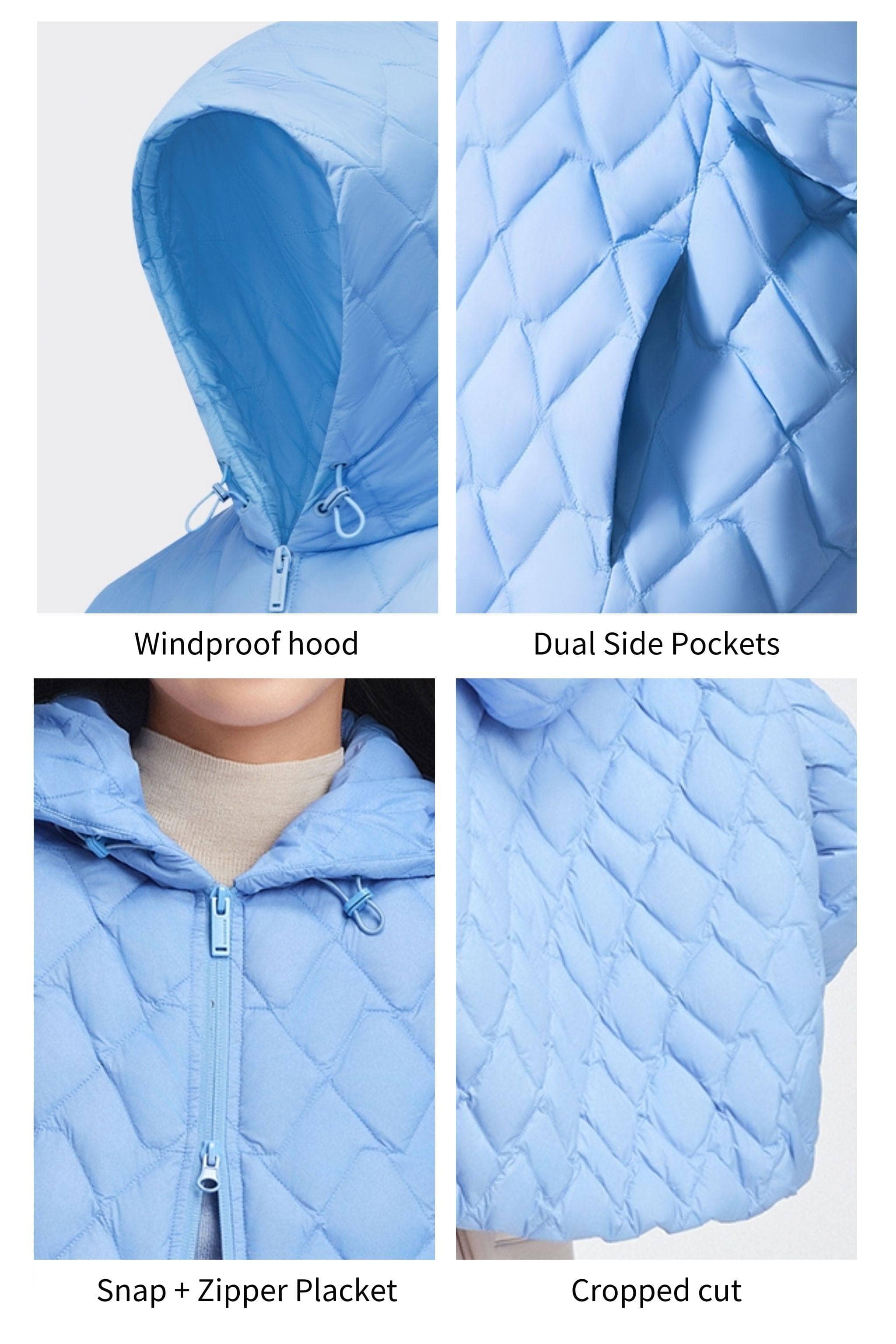 Women's Artist Quilting Down Jacket With Hood — hooded jacket features houndstooth-inspired quilting — view 9