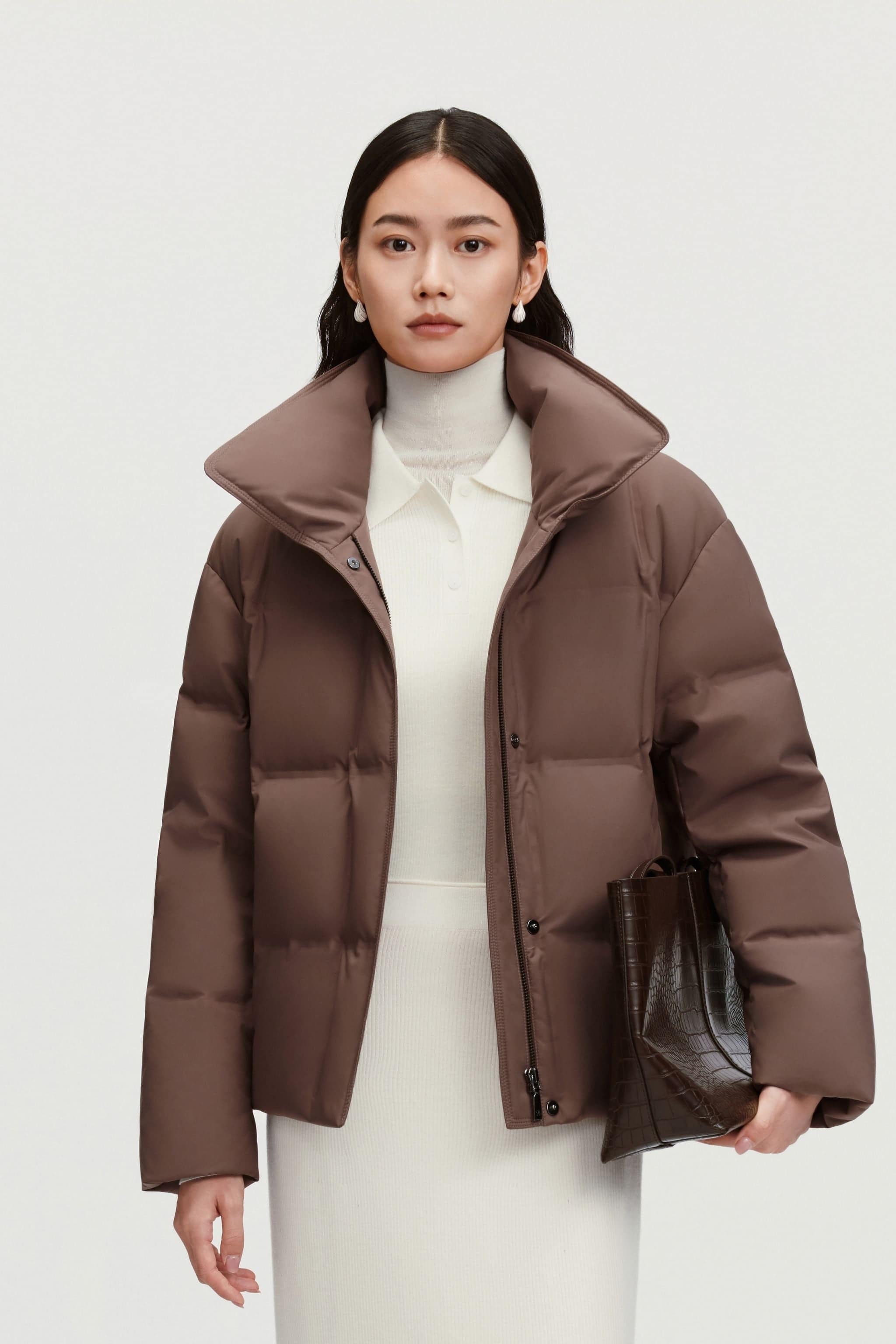 Women's Business Classic Goose Down Jacket With Lapel 112 — Crafted from refined Chinese jacquard fabric — view 13