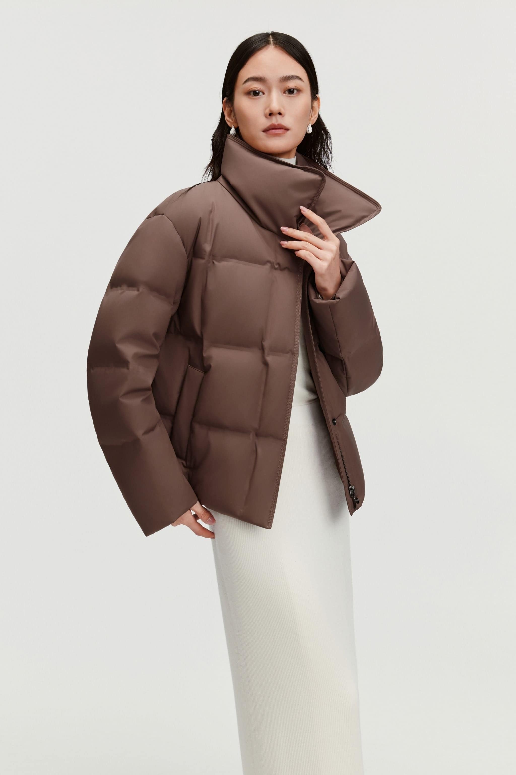 Women's Business Classic Goose Down Jacket With Lapel 112 — Crafted from refined Chinese jacquard fabric — view 12