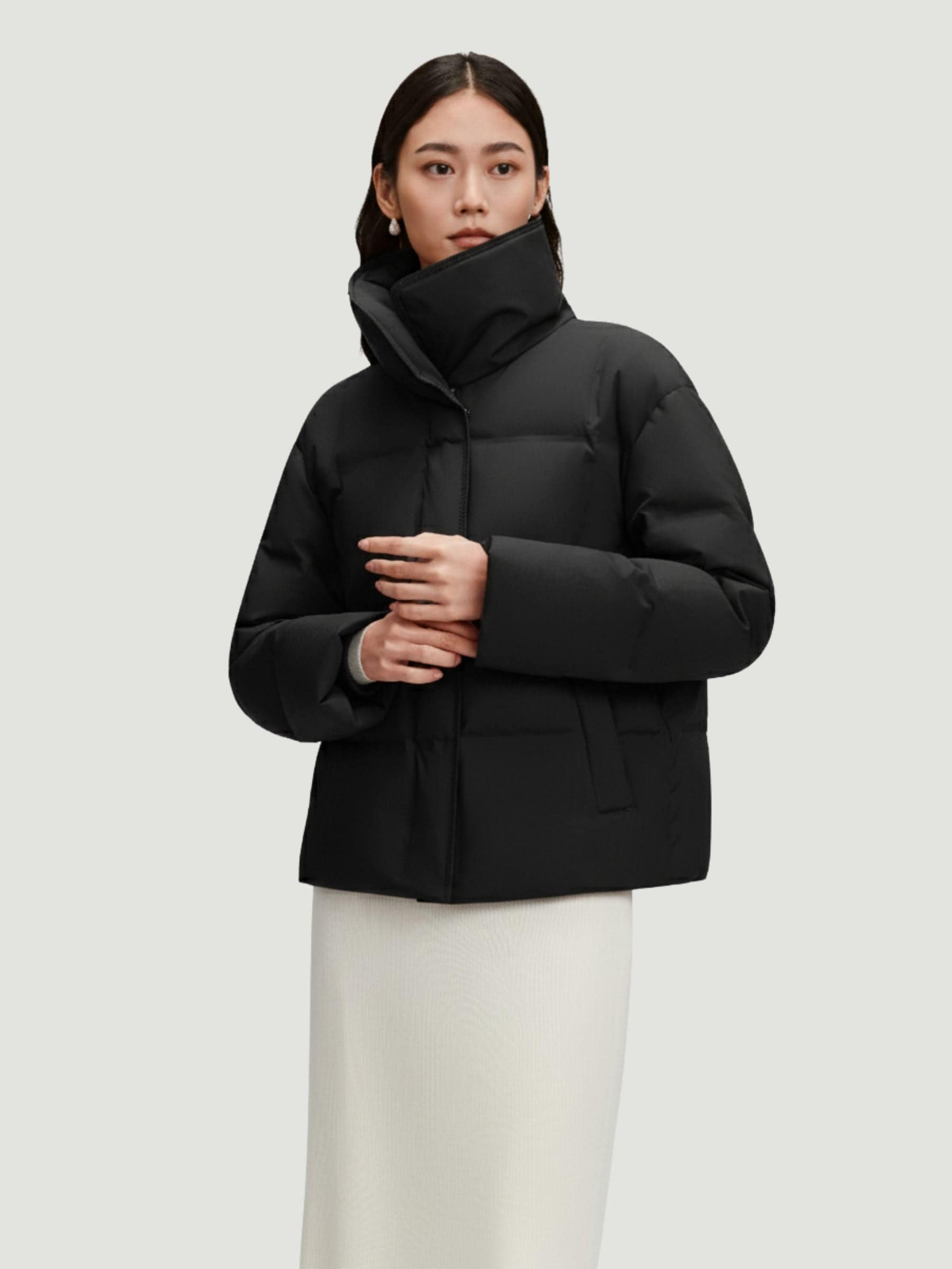 Women's Business Classic Goose Down Jacket With Lapel 112 — Crafted from refined Chinese jacquard fabric — view 19