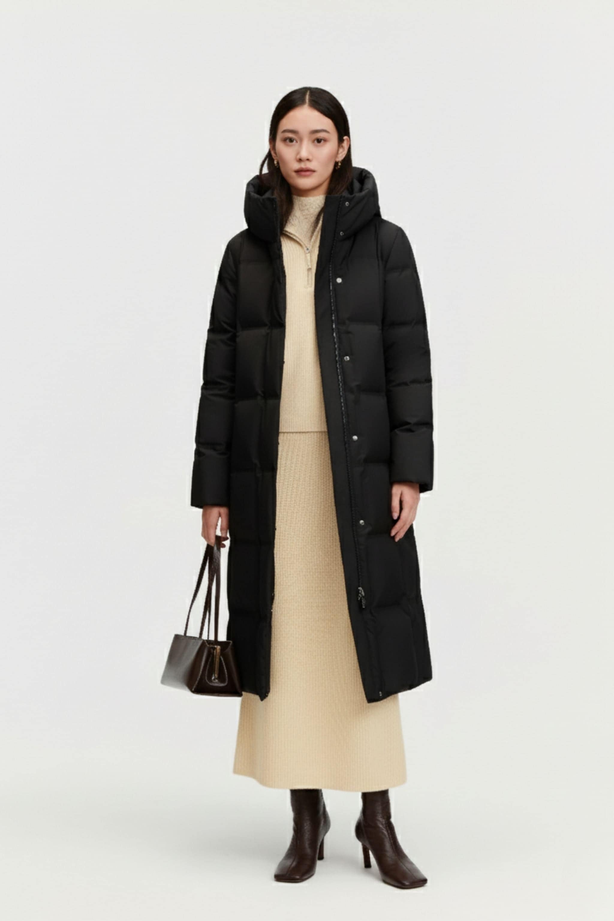 Women's Business Classic Long Quilted Goose Down Jacket 174 — jacket perfectly balances sophistication and function in Black, sizes 4–16