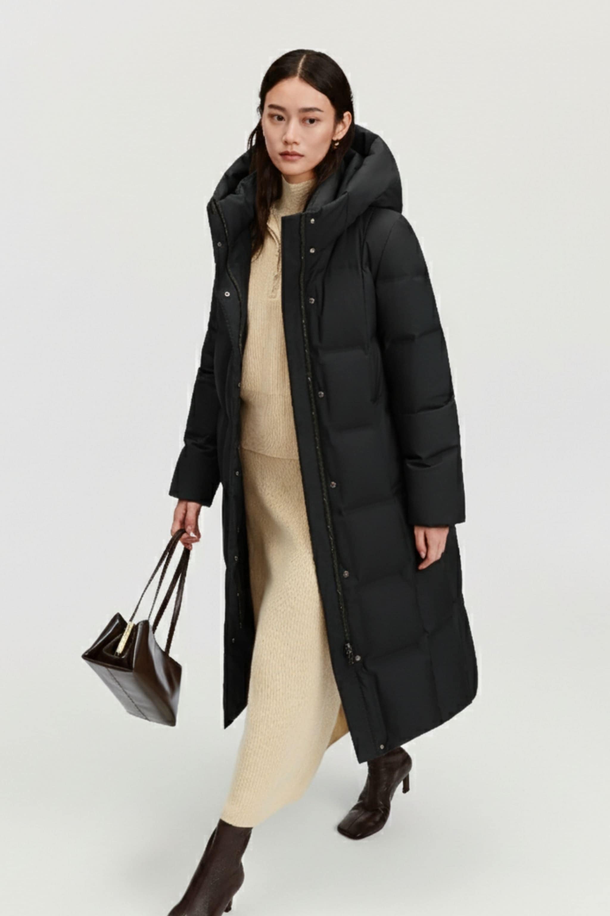 BOSIDENG 2025 Women's Business Classic Long Quilted Goose Down Jacket 174 Jacket