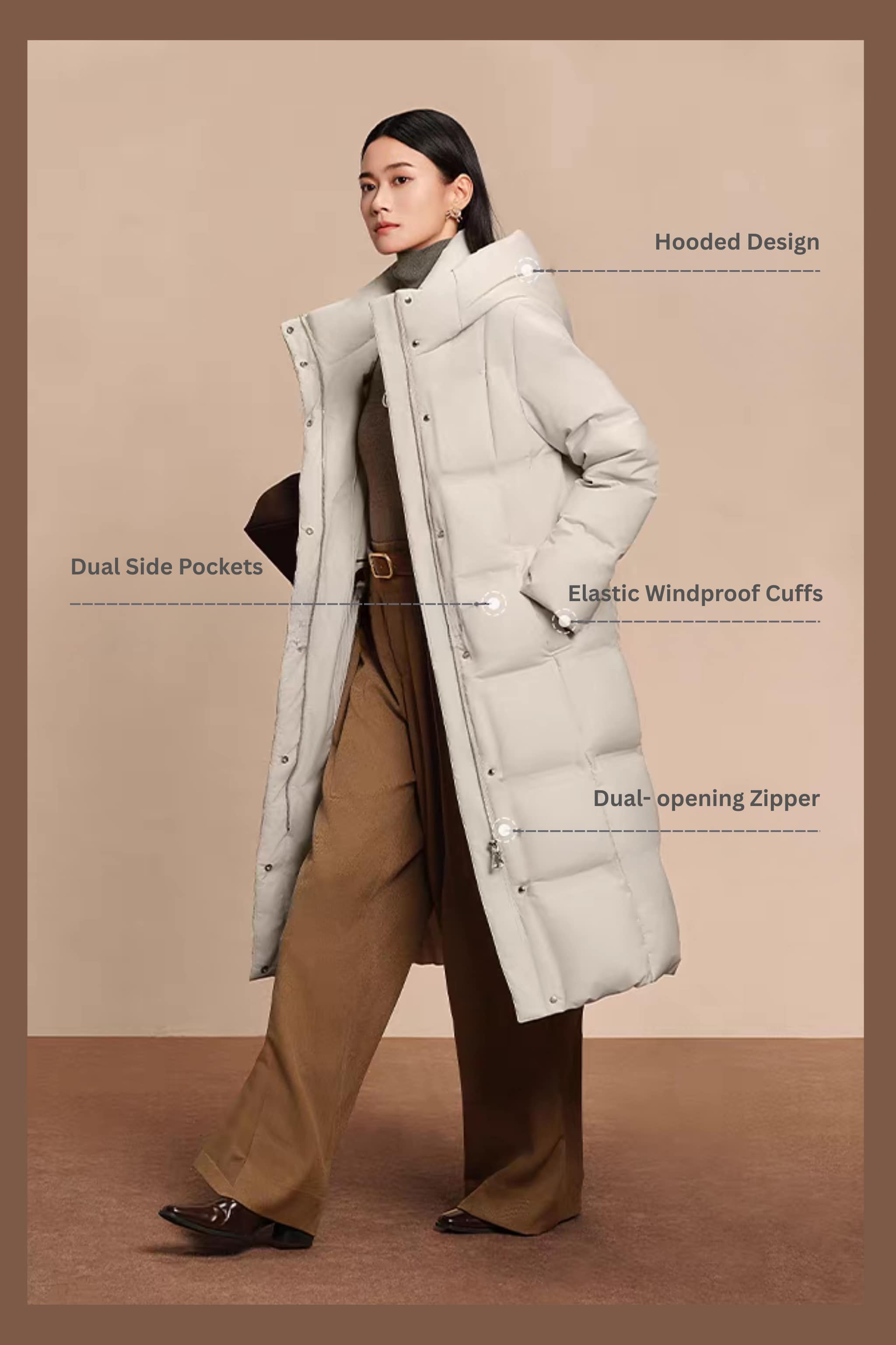 Women's Business Classic Long Quilted Goose Down Jacket 174 — jacket perfectly balances sophistication and function — view 6