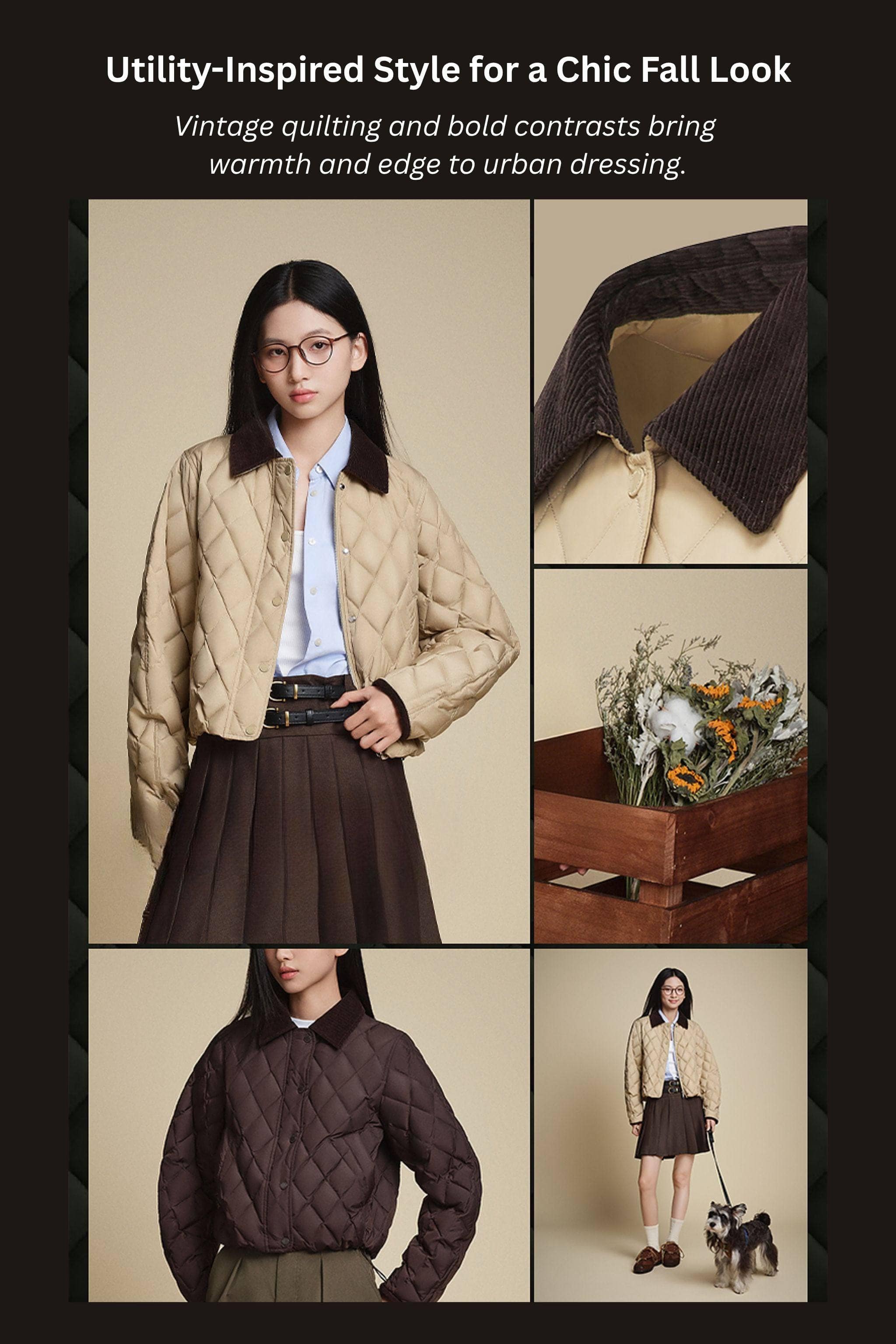 BOSIDENG 2025 Women's Cropped Quilted Barn Down Jacket Jacket