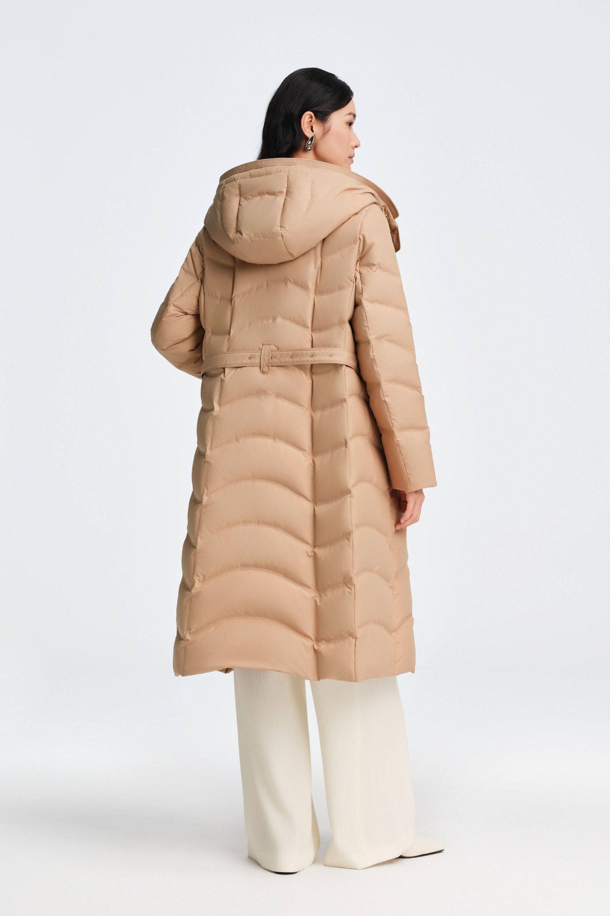 BOSIDENG 2025 Women's Full Length Goose Down Business Jacket With Belt Jacket