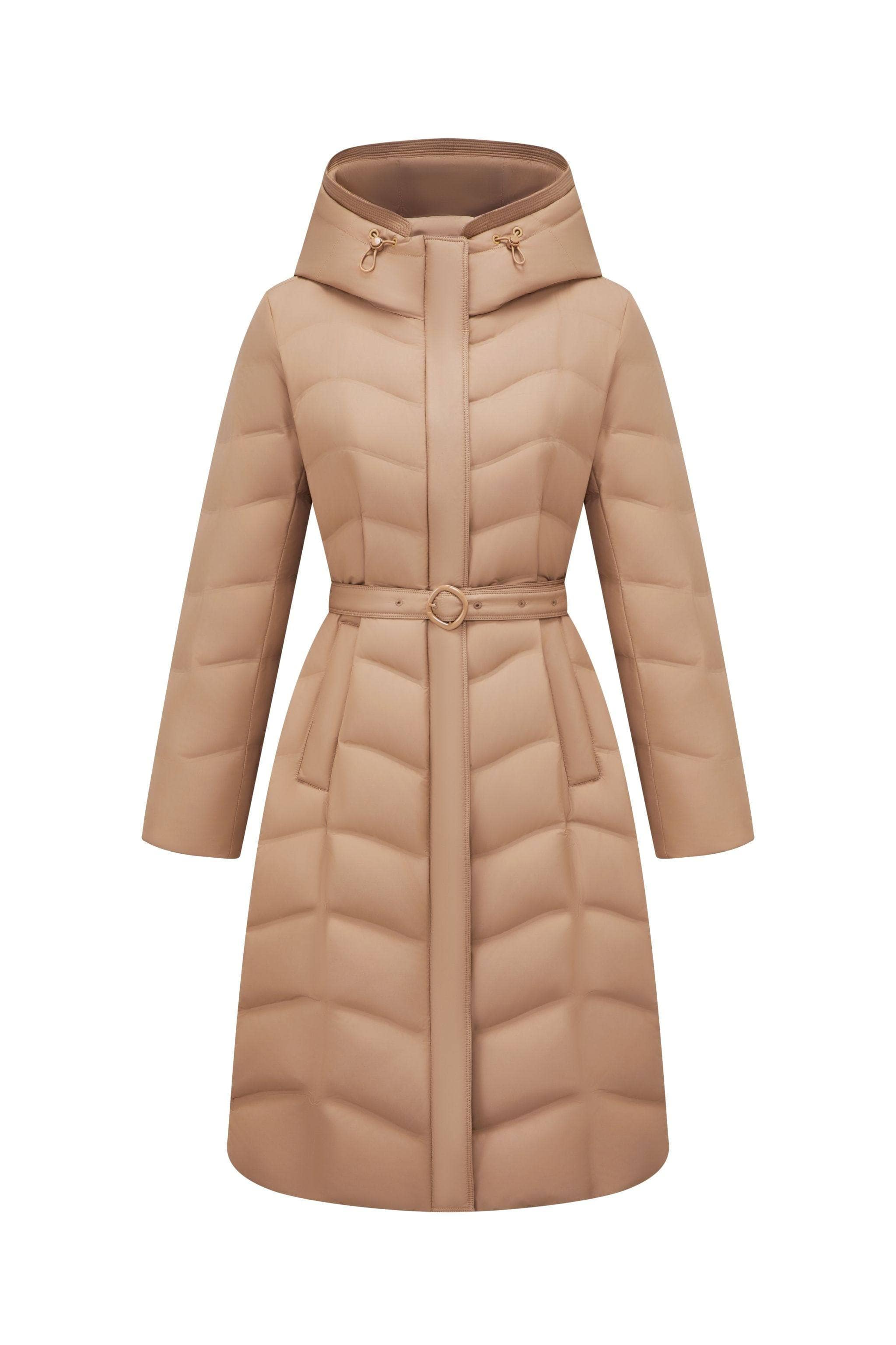 BOSIDENG 2025 Women's Full Length Goose Down Business Jacket With Belt Jacket