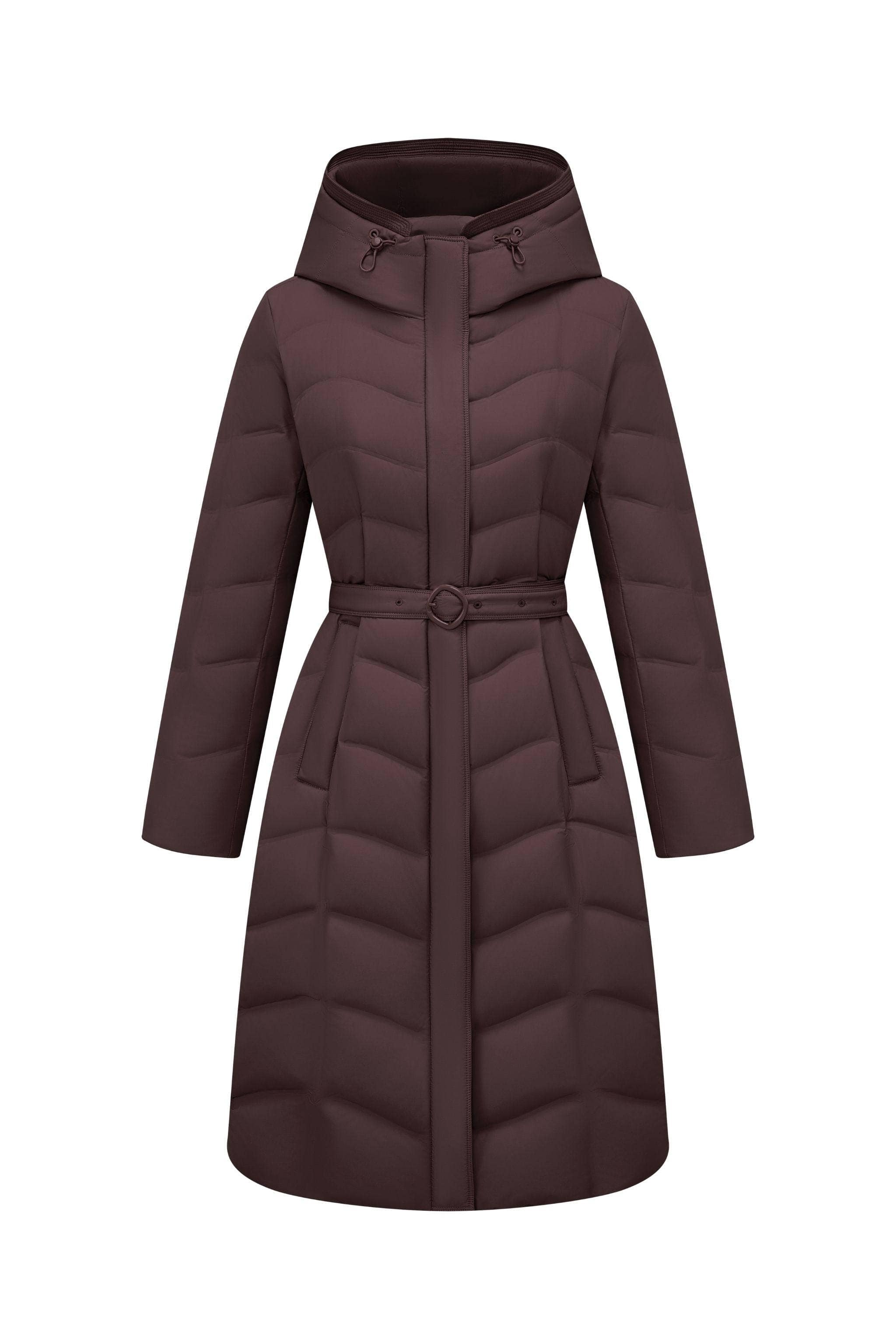 BOSIDENG 2025 Women's Full Length Goose Down Business Jacket With Belt Jacket