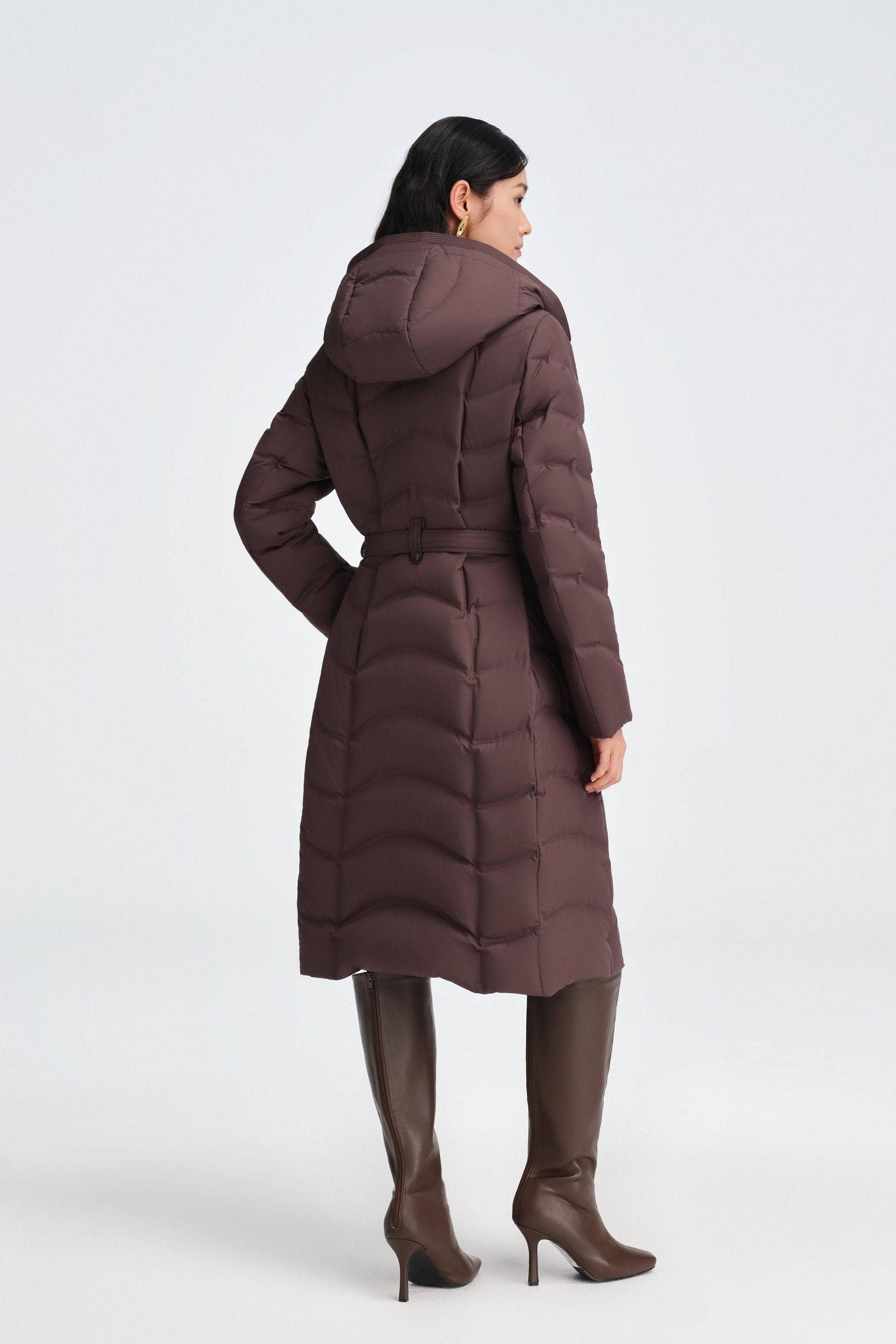 BOSIDENG 2025 Women's Full Length Goose Down Business Jacket With Belt Jacket