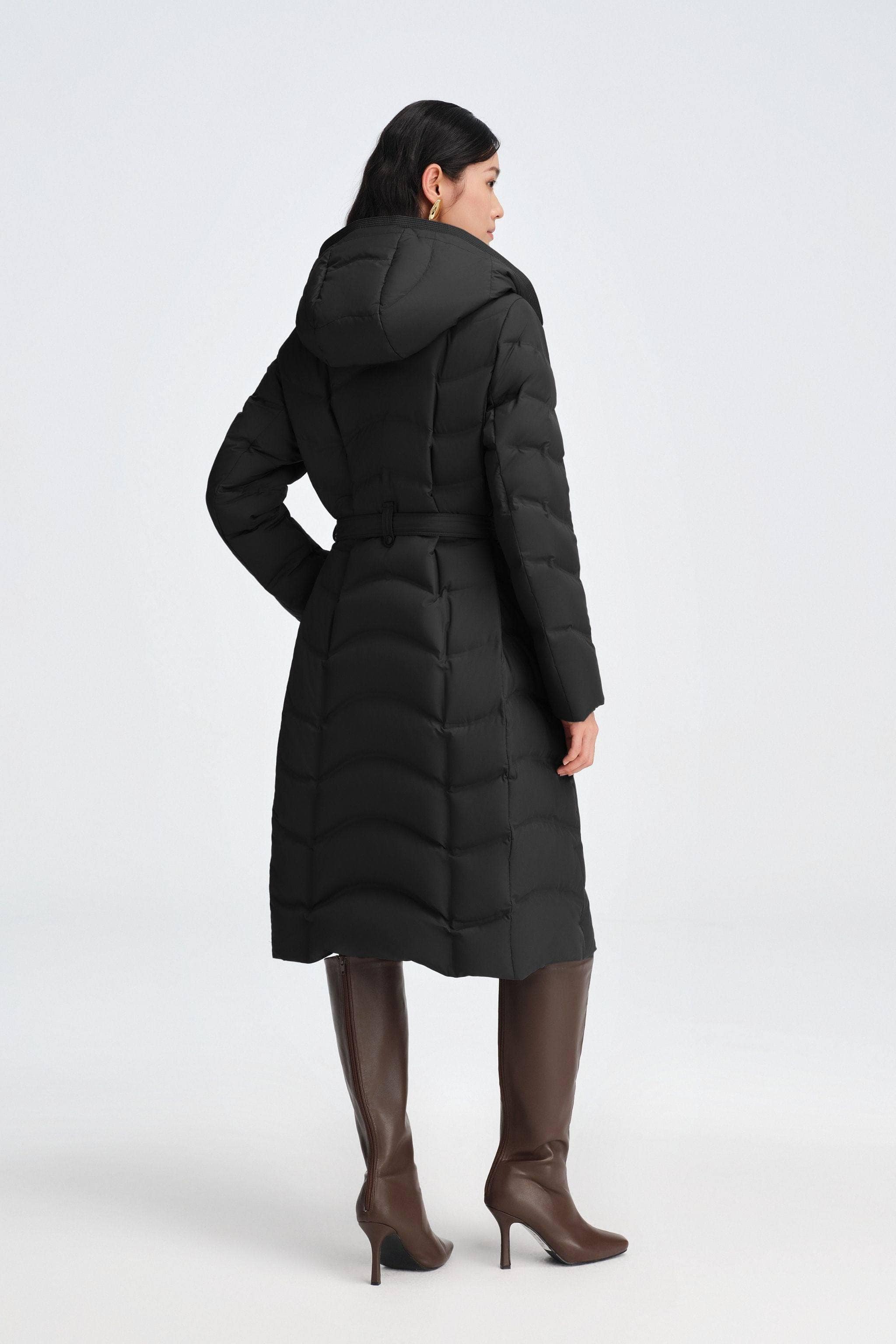 BOSIDENG 2025 Women's Full Length Goose Down Business Jacket With Belt Jacket