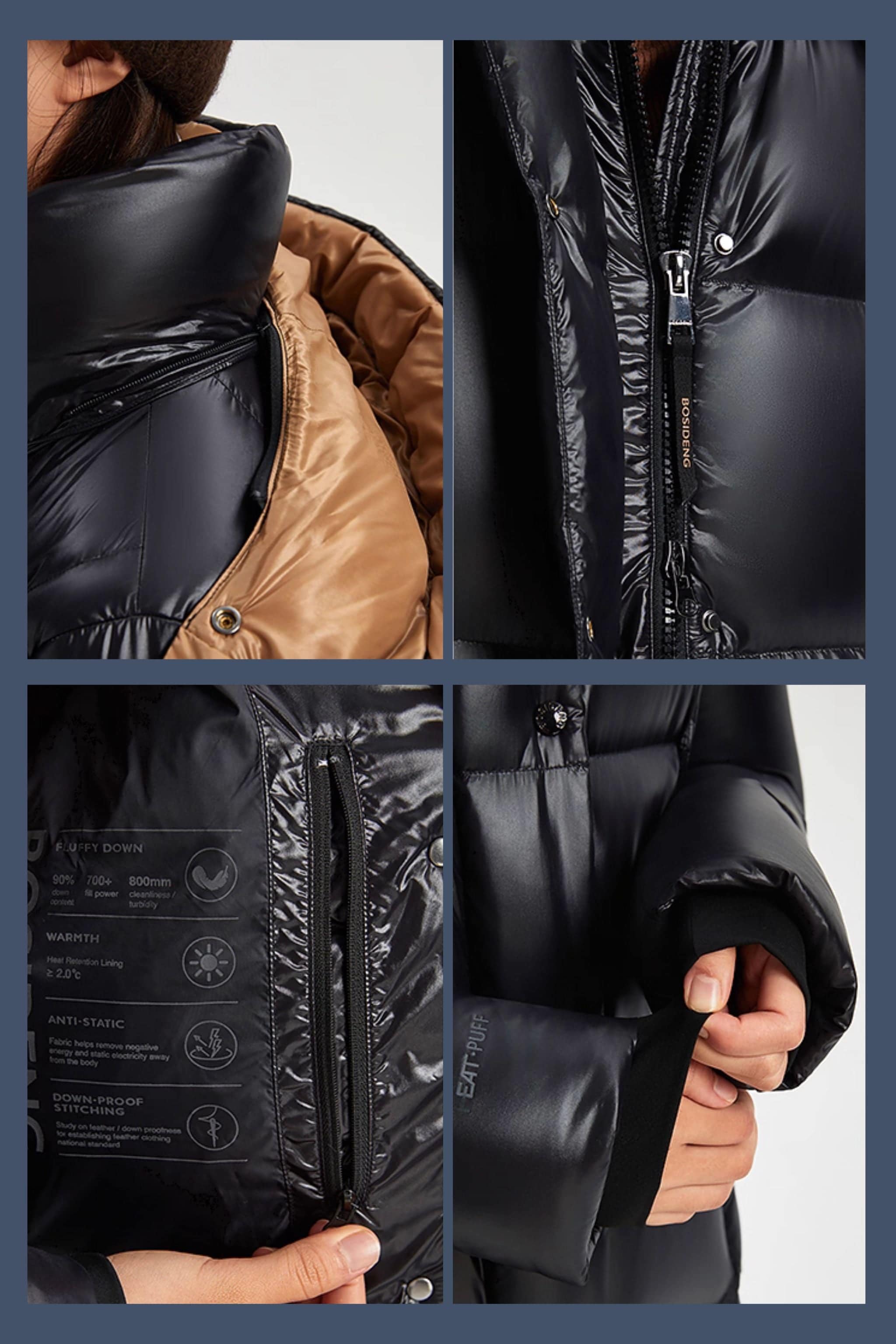 BOSIDENG 2025 Women's Full Length Goose Down Puffer With Hood 168 Jacket