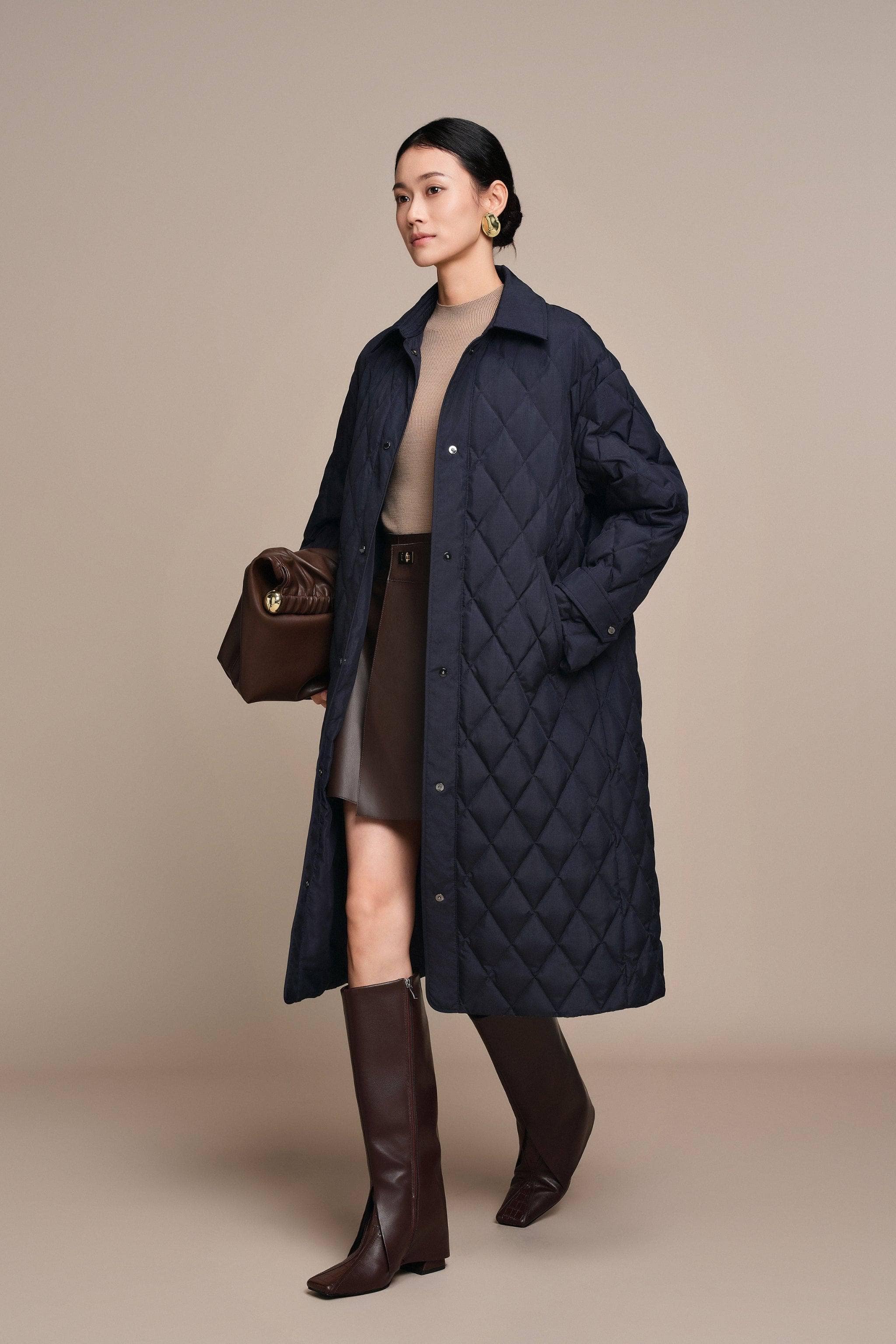 BOSIDENG 2025 Women's Full Length Goose Down Quilted Jacket
