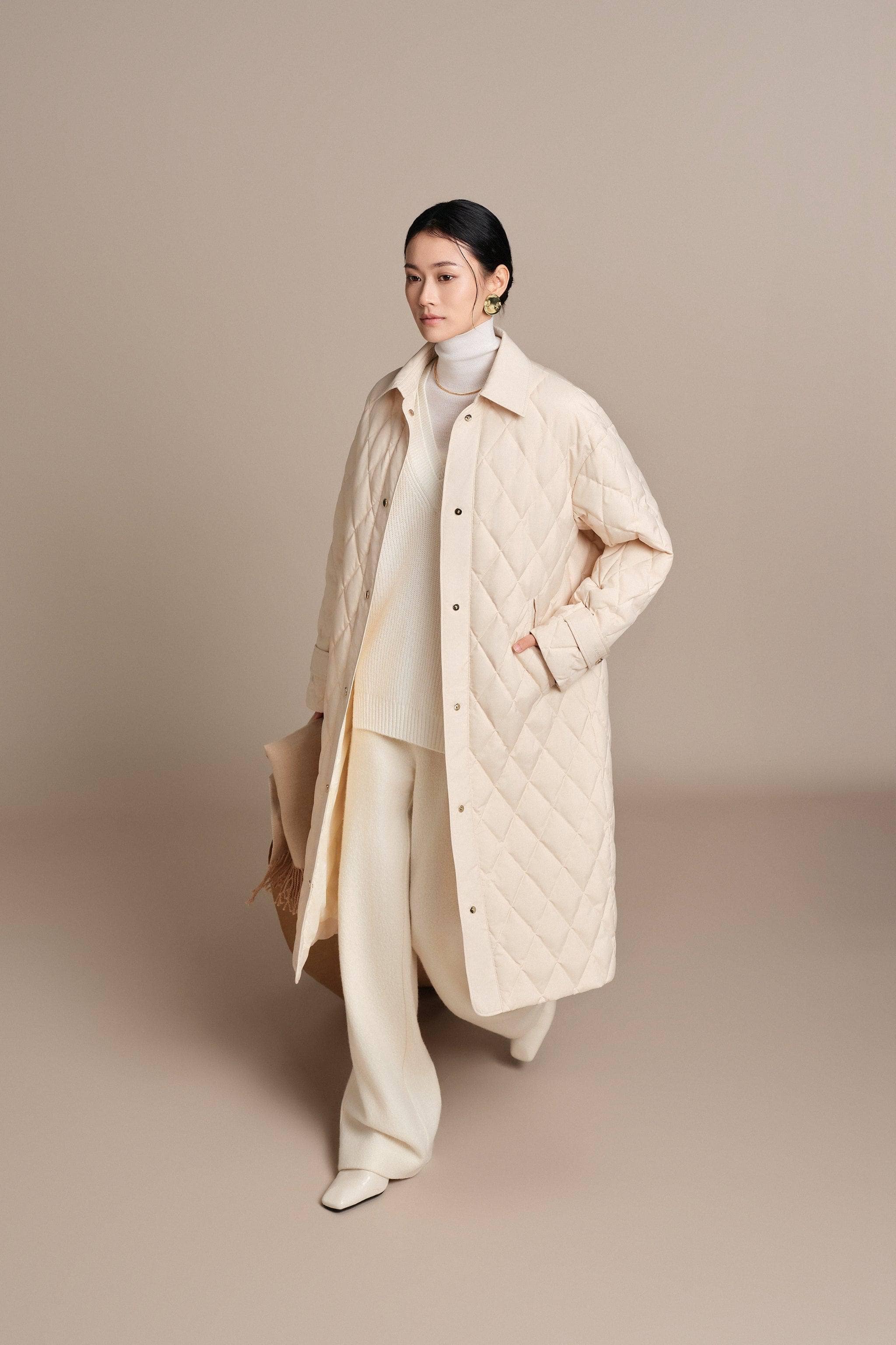 BOSIDENG 2025 Women's Full Length Goose Down Quilted Jacket