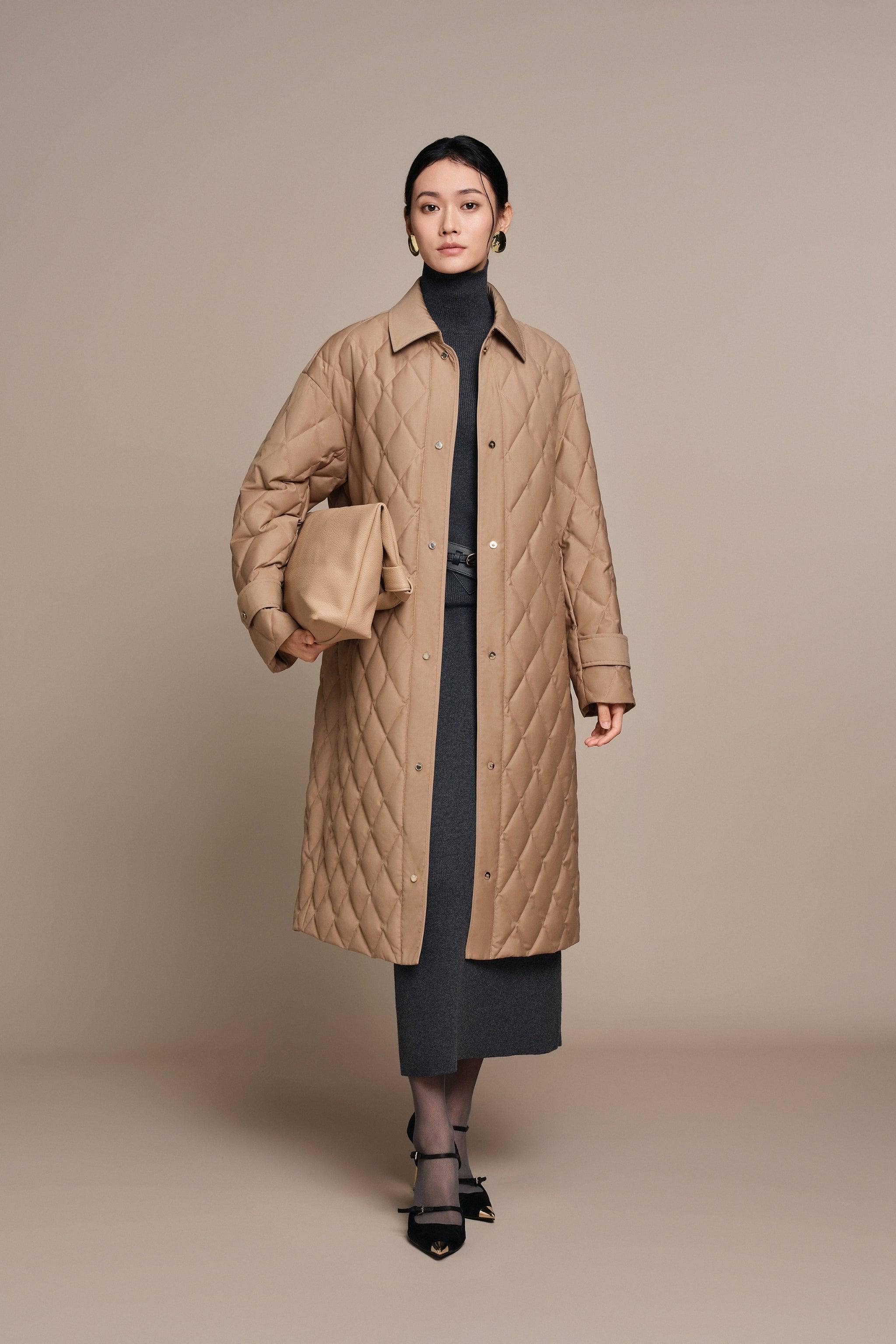 BOSIDENG 2025 Women's Full Length Goose Down Quilted Jacket