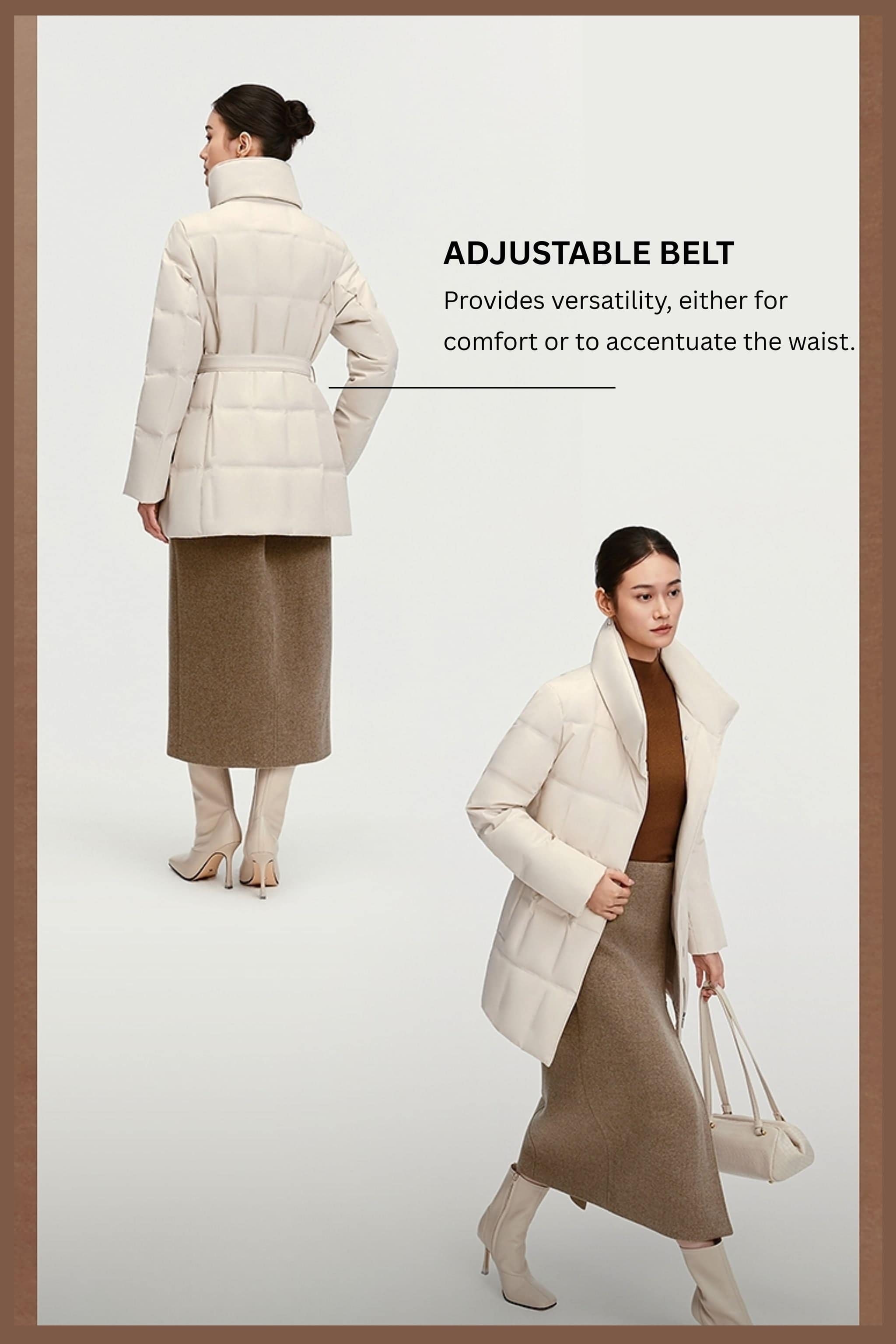 BOSIDENG 2025 Women's Goose Down Jacket With Belt 148 Jacket