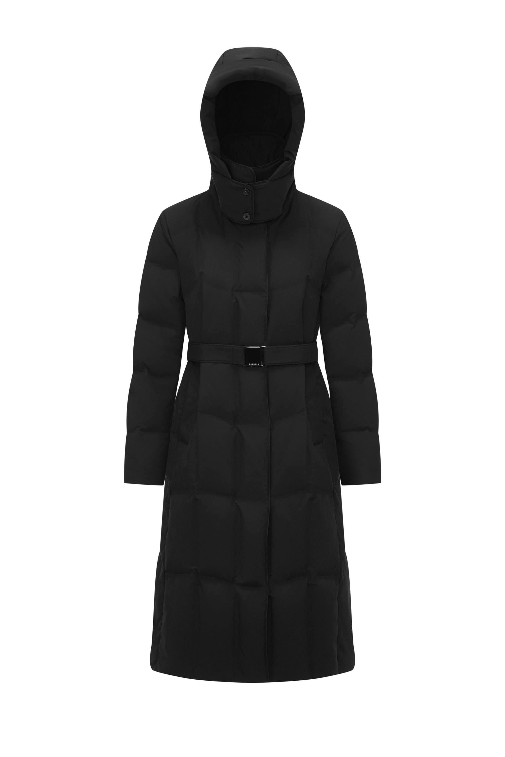 BOSIDENG 2025 Women's Long Hooded Goose Down Jacket With Belt 146 Jacket